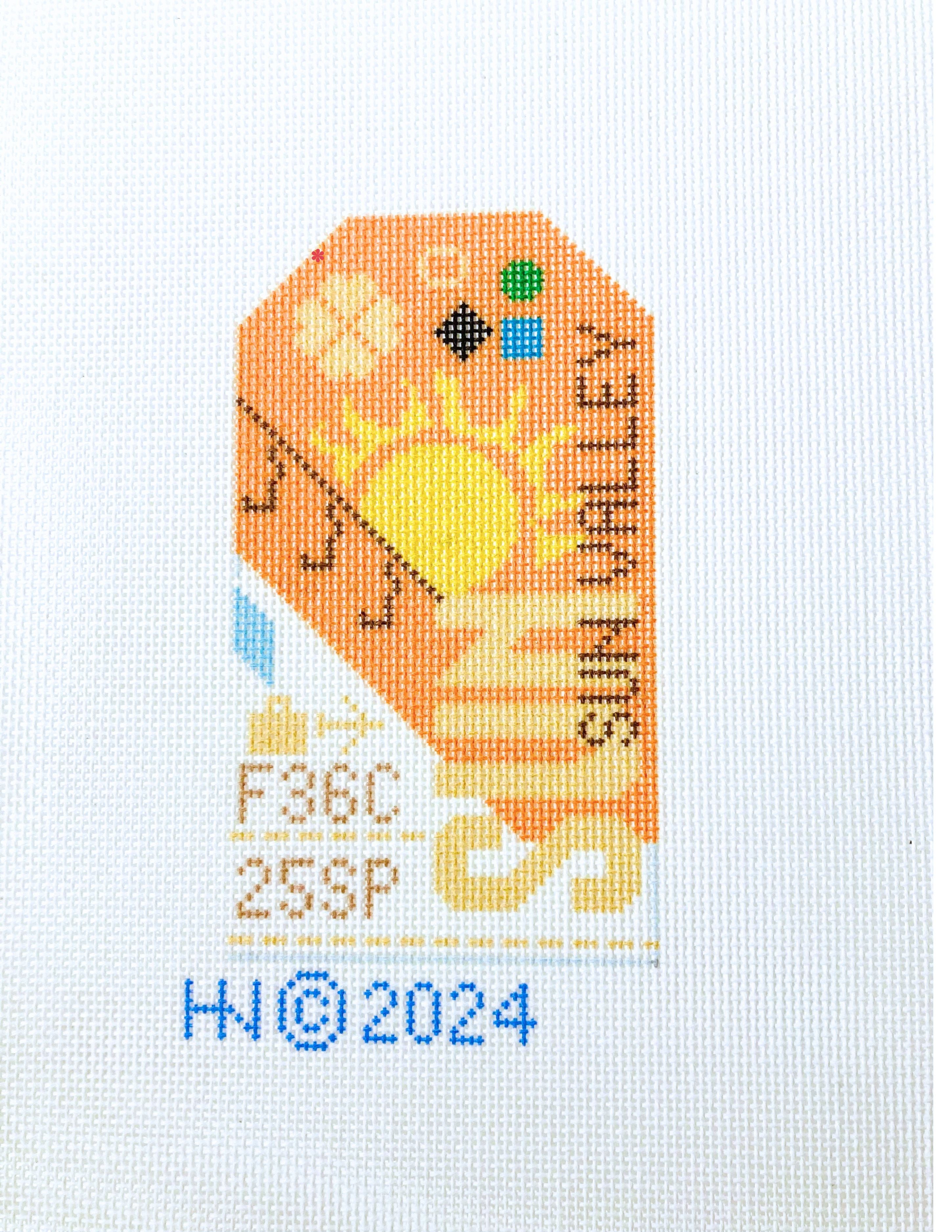 Sun Valley Retro Travel Tag Needlepoint Canvas