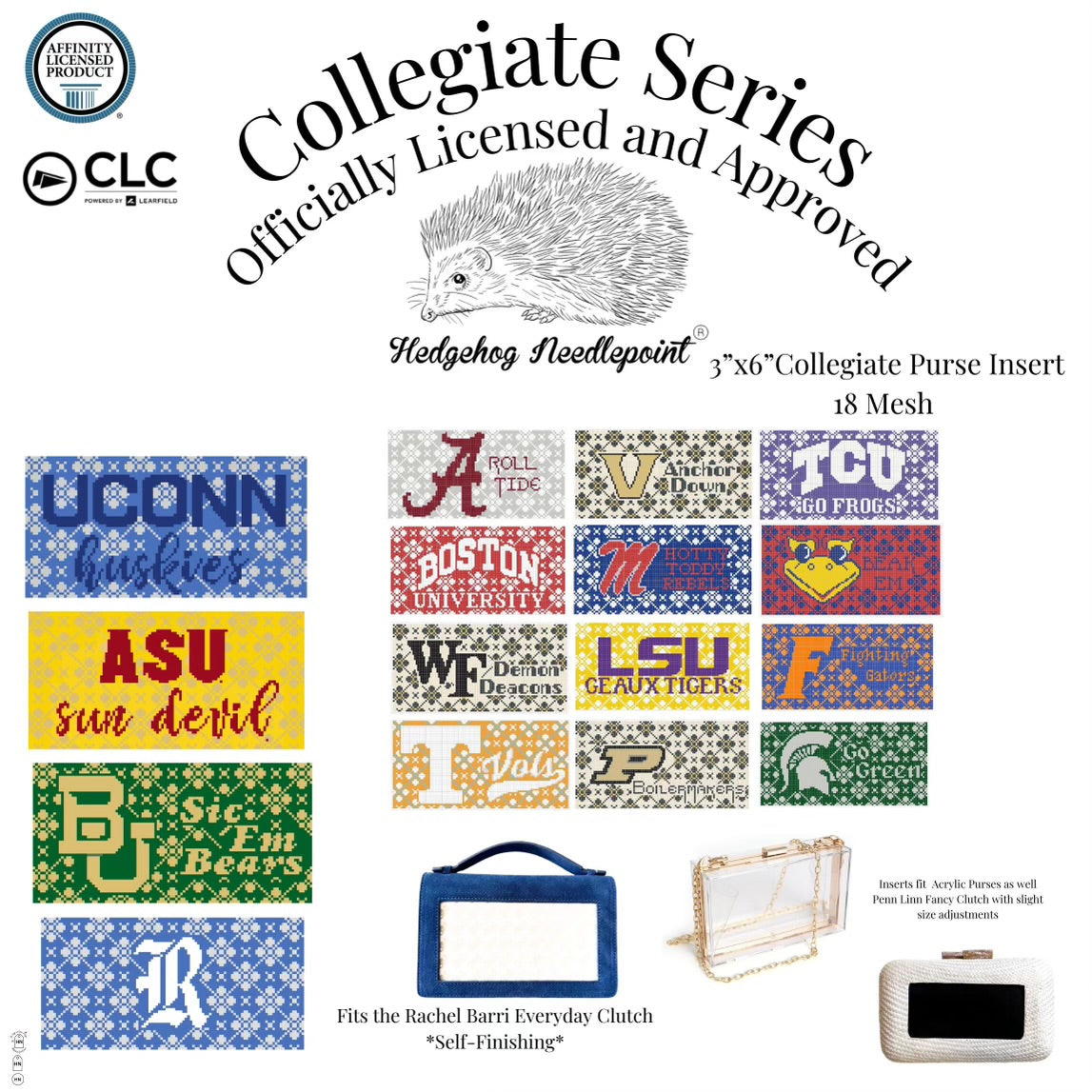 NORTH CAROLINA STATE Purse Insert Needlepoint Canvas
