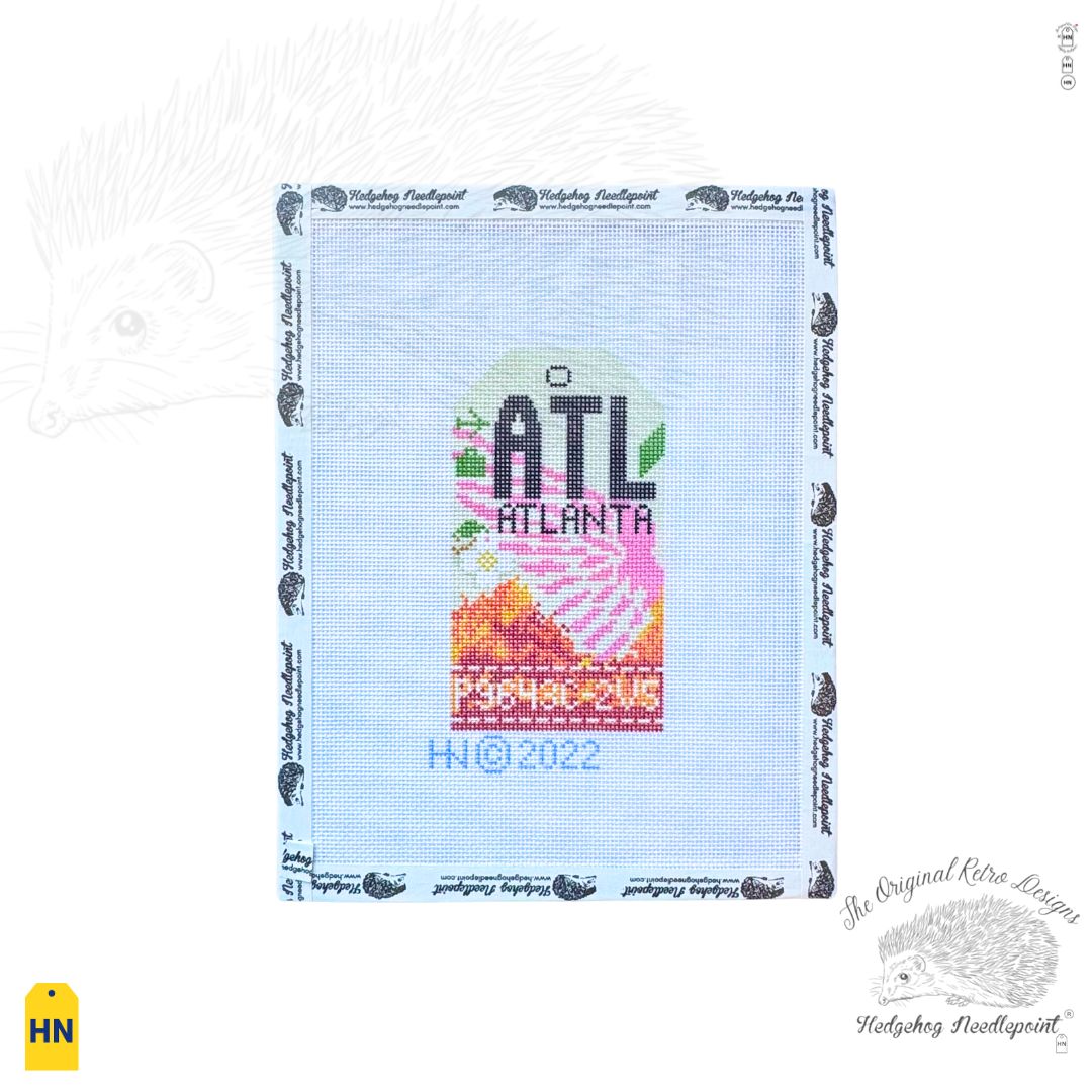 Atlanta Retro Travel Tag Needlepoint Canvas