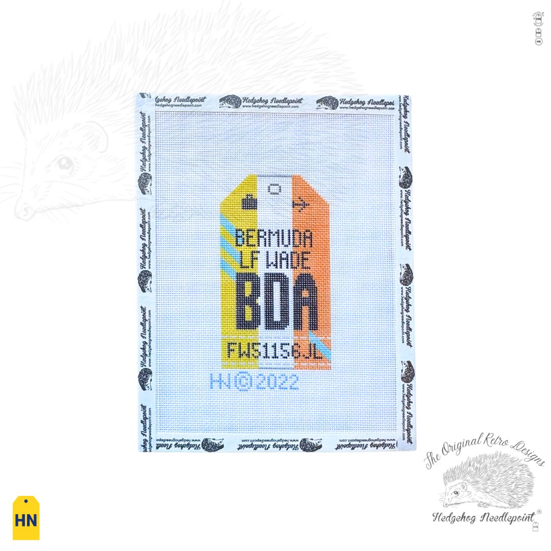 Bermuda Retro Travel Tag Needlepoint Canvas