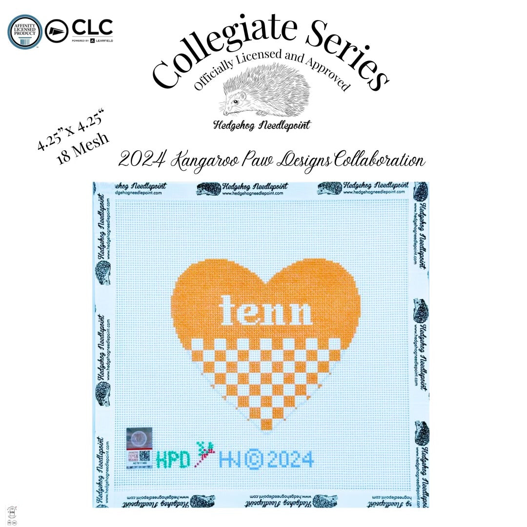 University of Tennessee Small Heart Needlepoint Canvas