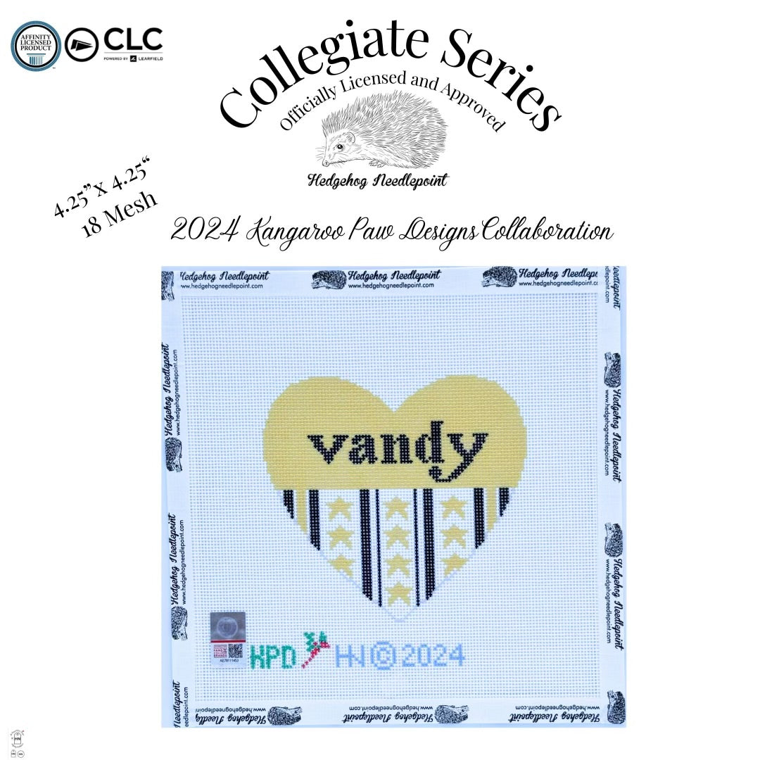 Vanderbilt University Small Heart Needlepoint Canvas