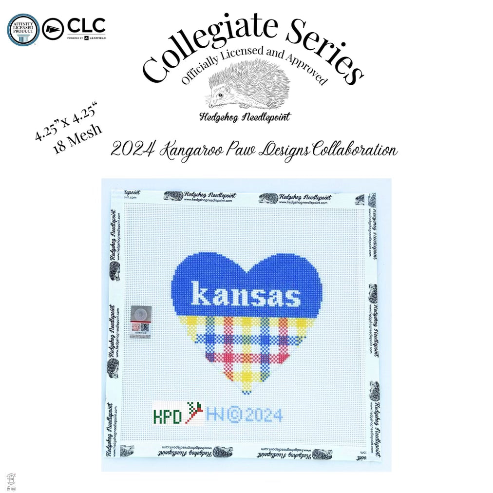 Kansas Small Heart Needlepoint Canvas