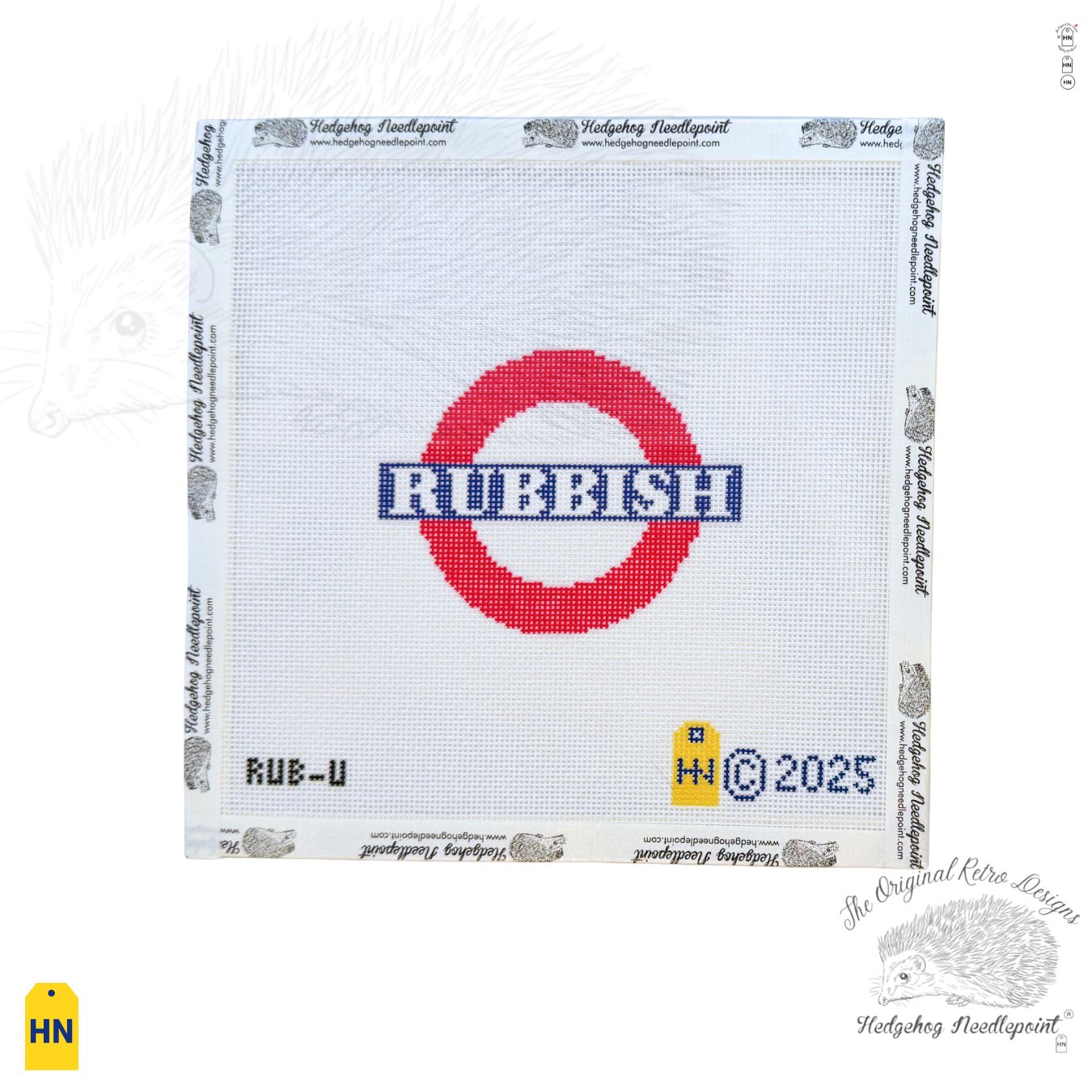 "Rubbish" Naughty Underground Coasters Needlepoint Canvas