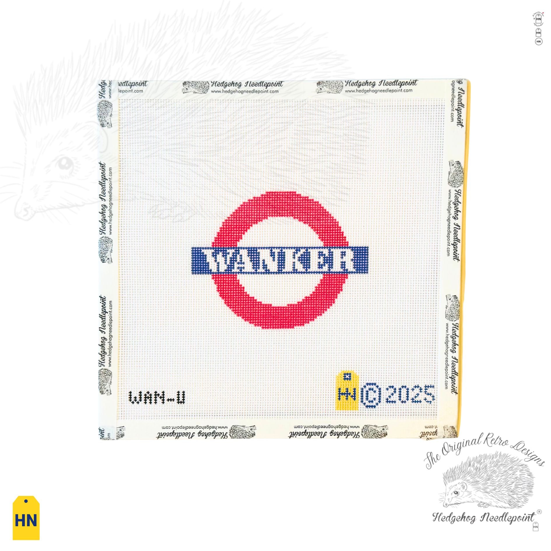 "Wanker" Naughty Underground Coasters Needlepoint Canvas