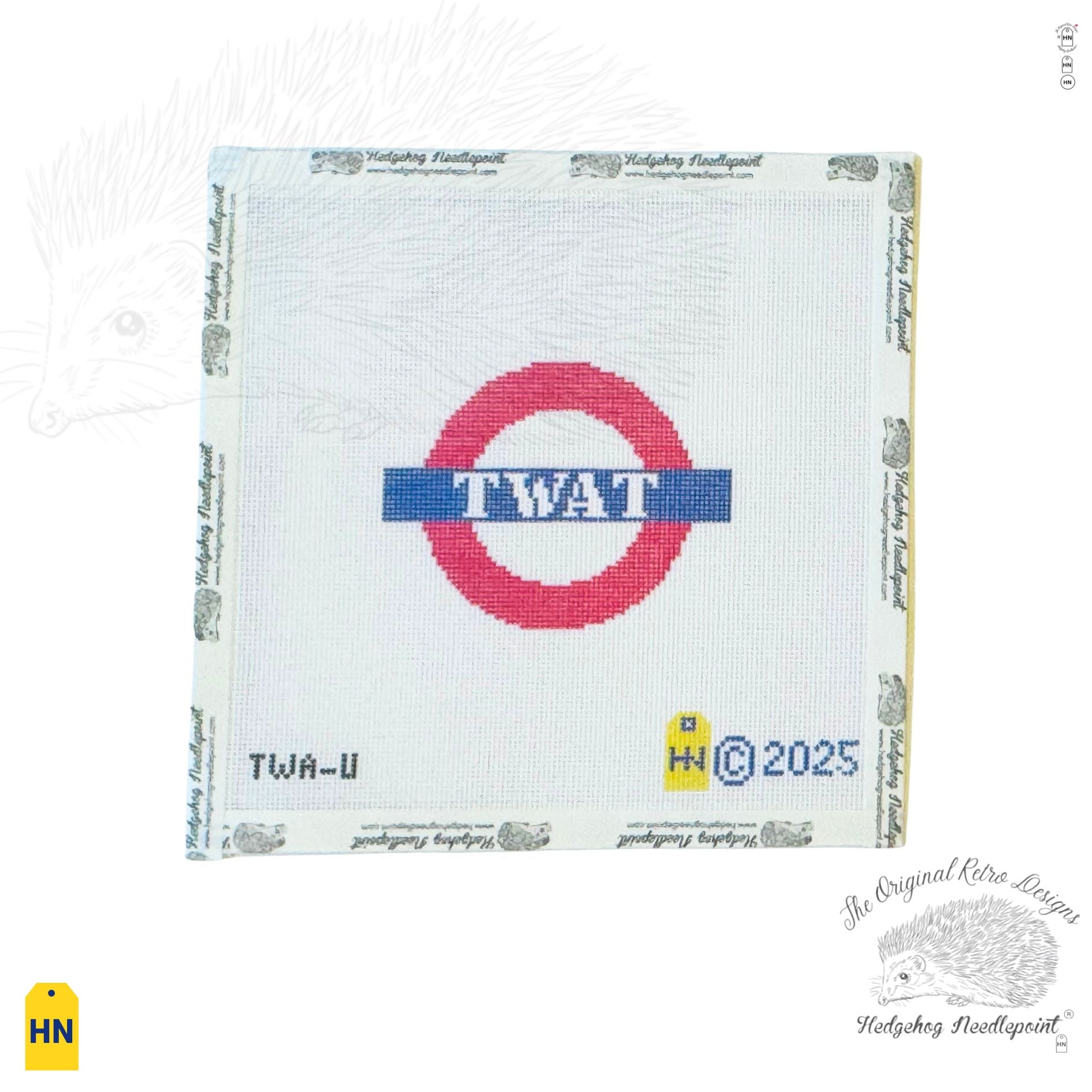 "Twat" Naughty Underground Coasters Needlepoint Canvas