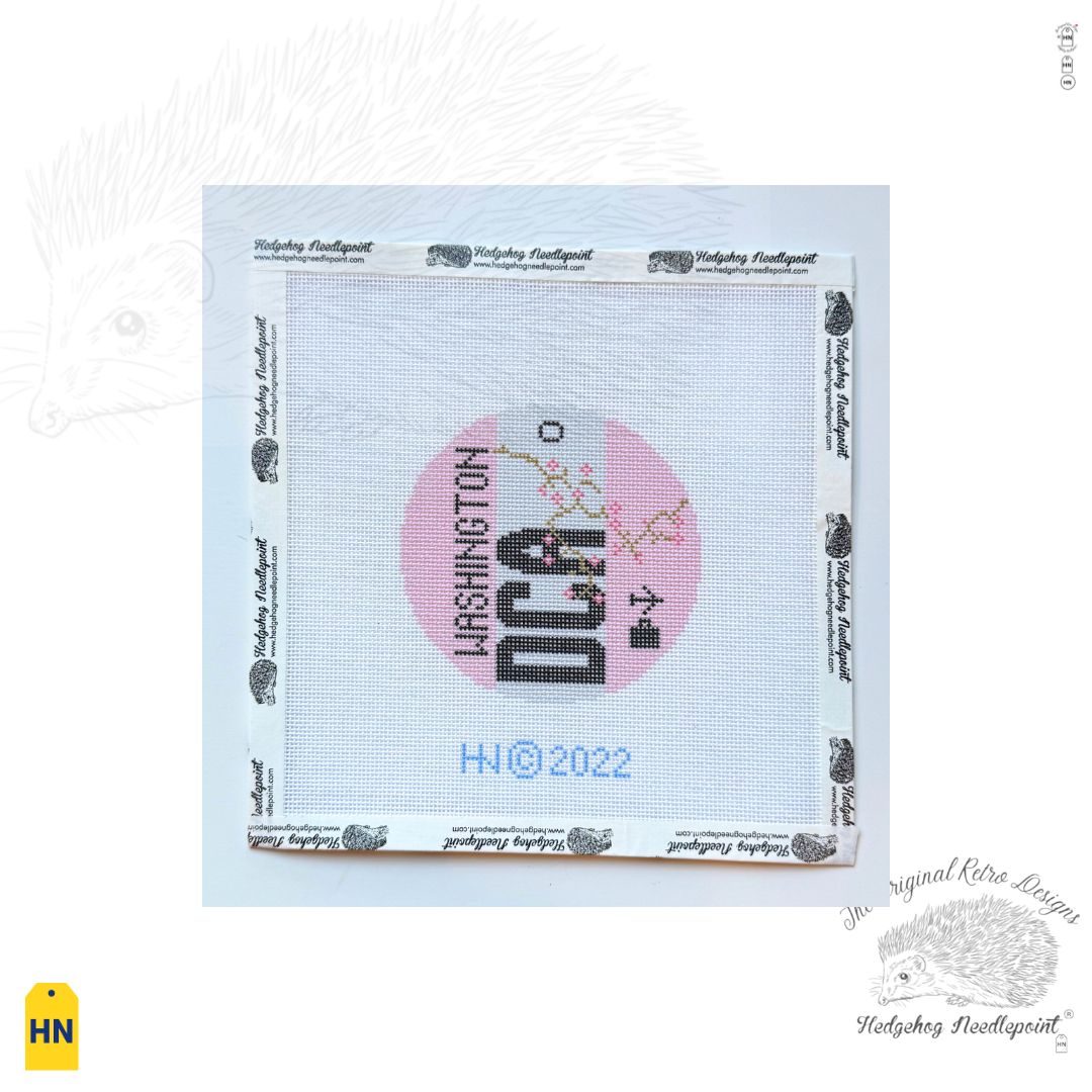 Washington Retro Airport Round Stitch Printed™️ Needlepoint Canvas