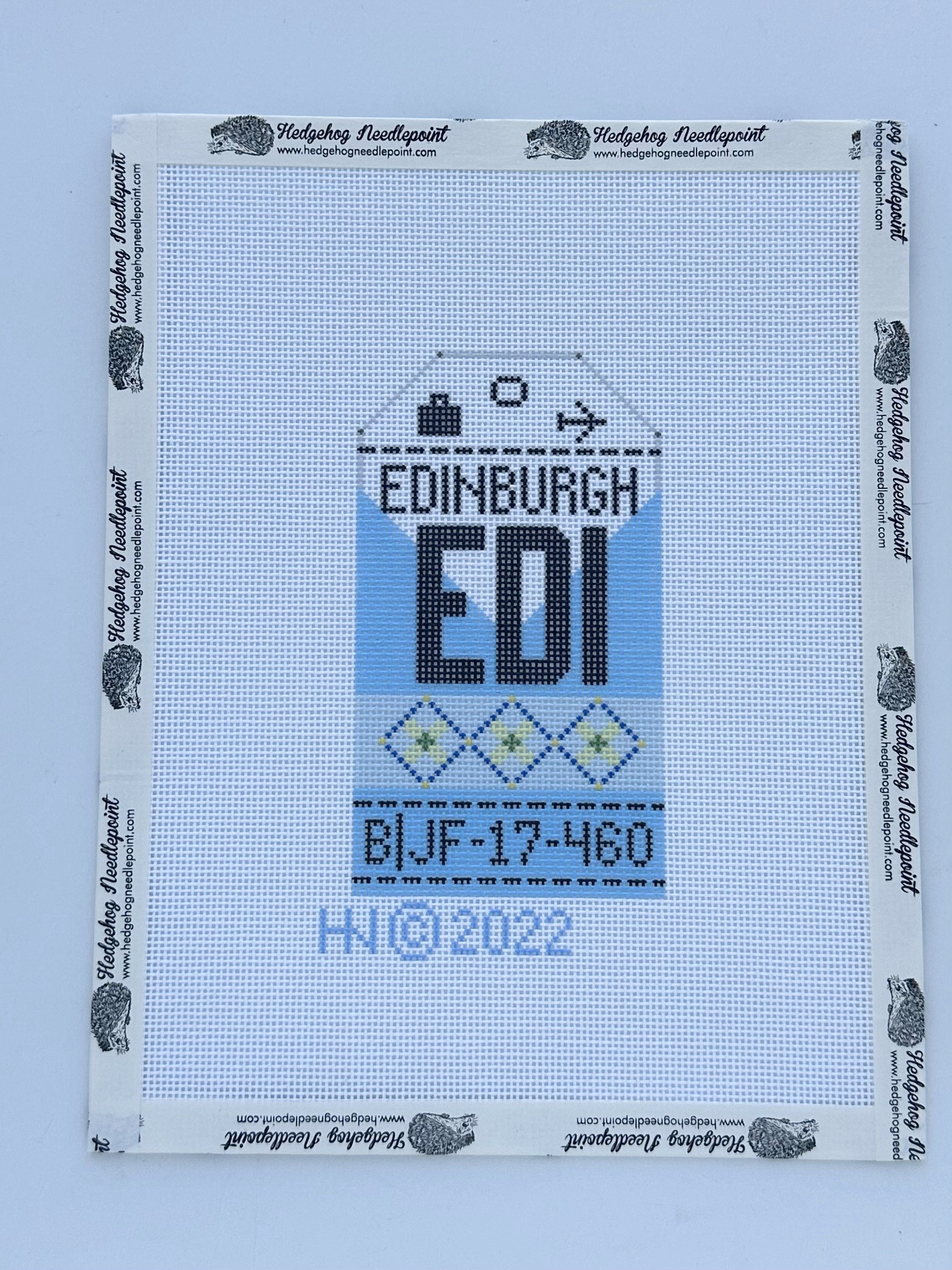 Edinburgh Retro Travel Tag Needlepoint Canvas