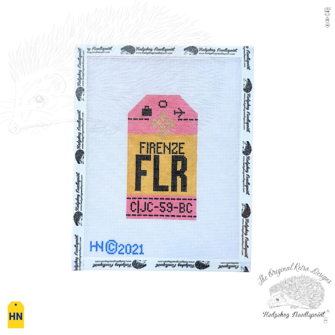 Firenze Retro Travel Tag Needlepoint Canvas
