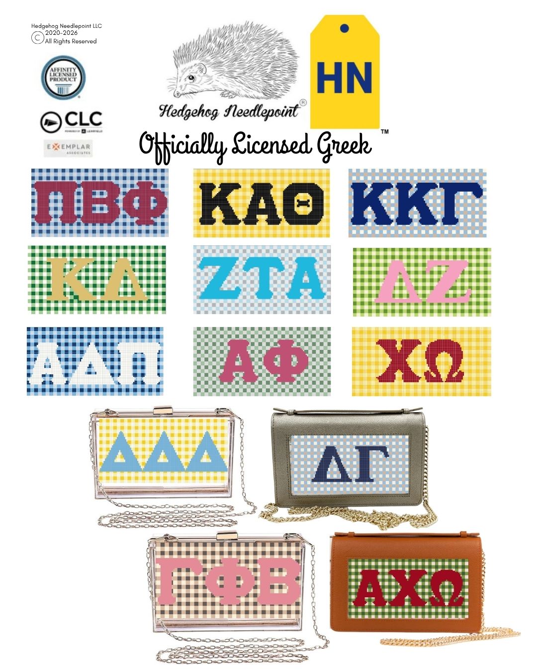 Alpha Phi Purse Insert Needlepoint Canvas (A Phi)