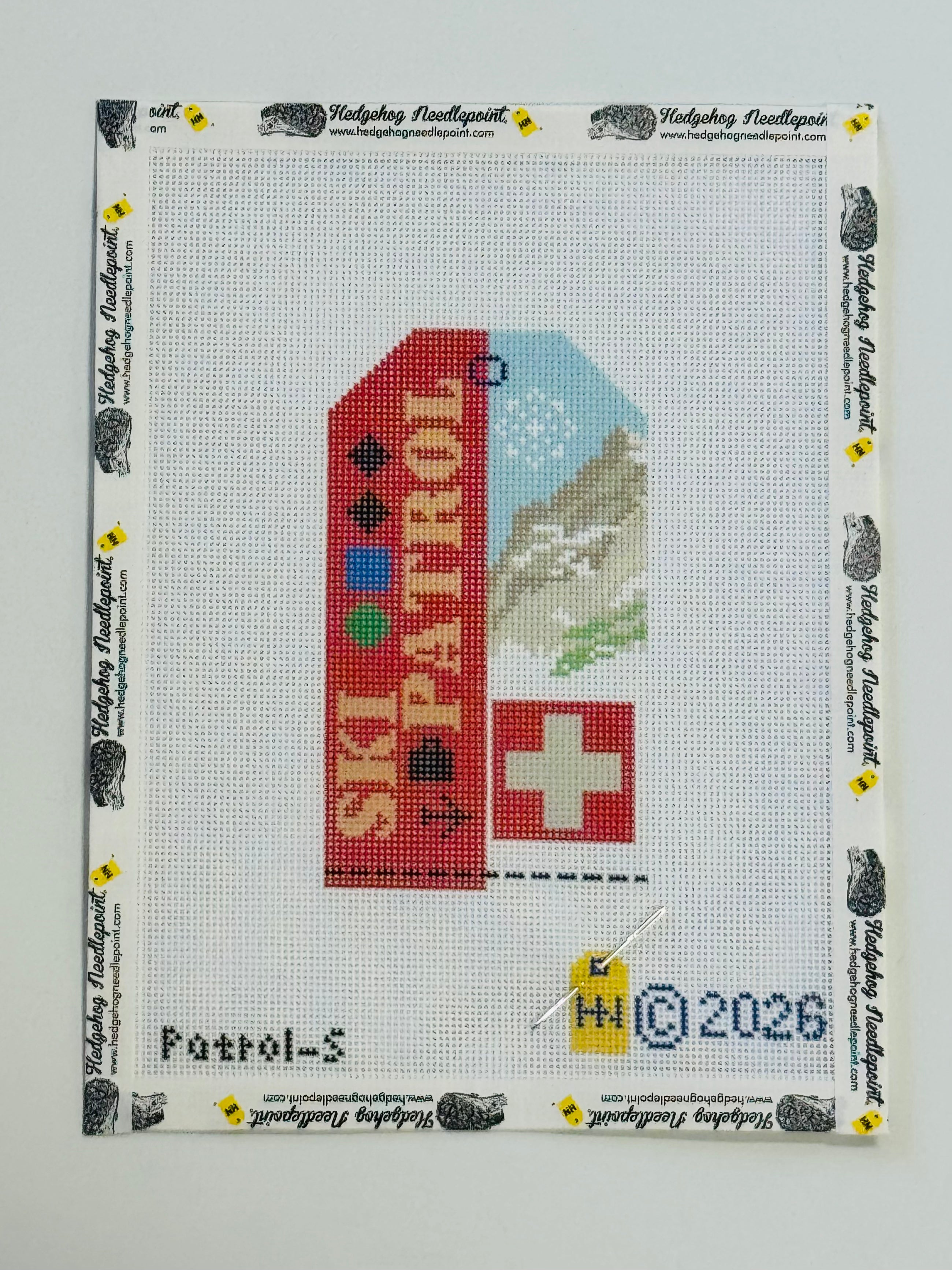 Ski Patrol Ski Pass Retro Travel Tag Needlepoint Canvas