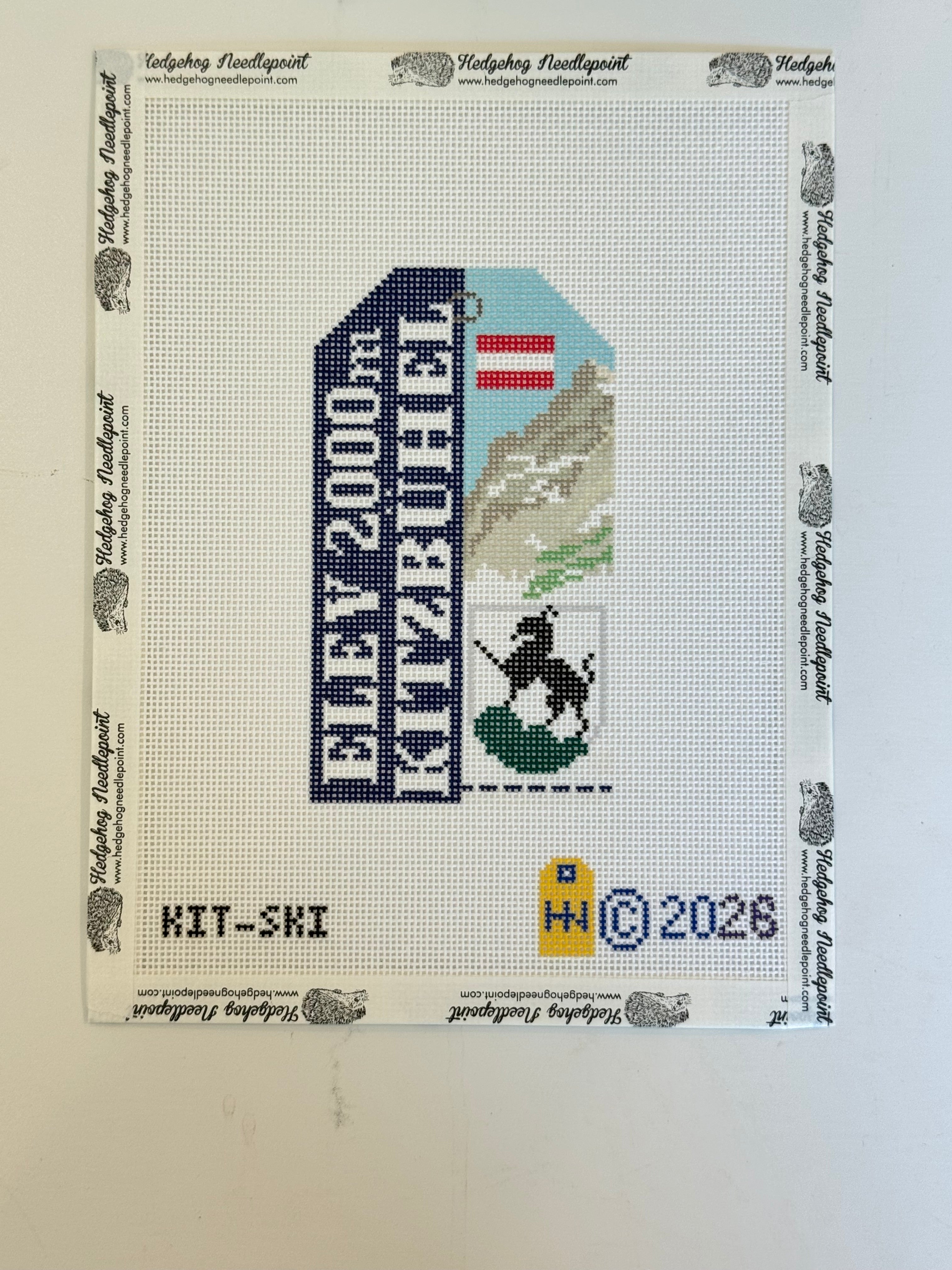 Kitzbuhel Ski Pass Retro Travel Tag Needlepoint Canvas
