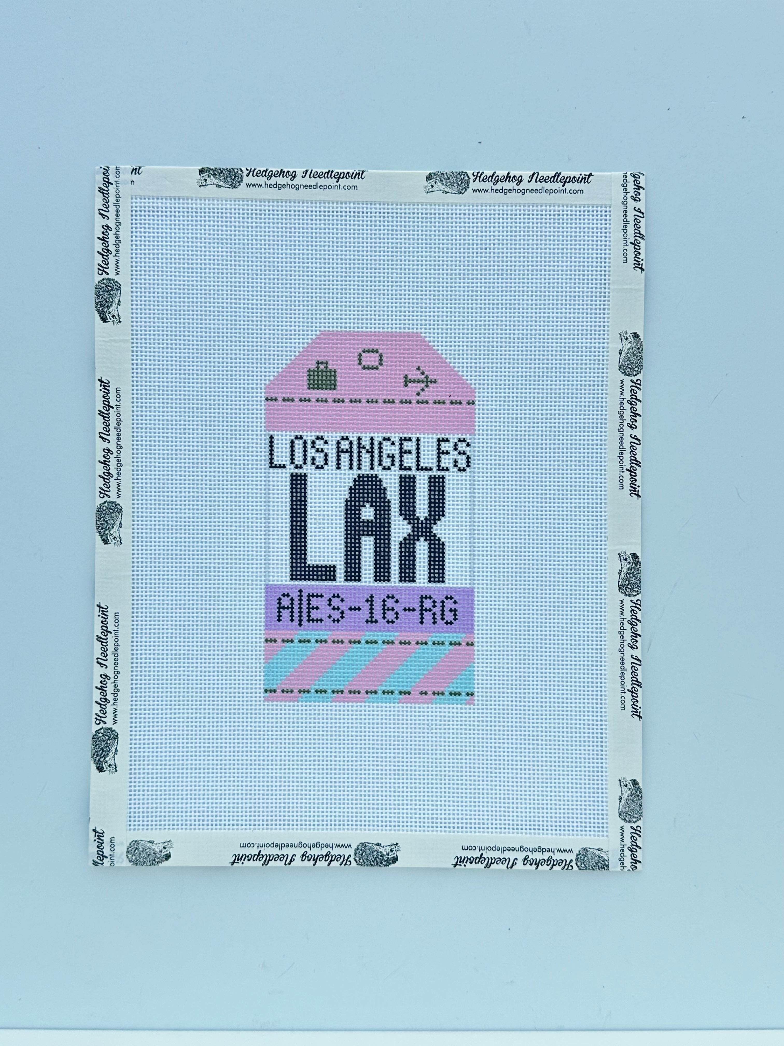 Los Angeles Retro Travel Tag Needlepoint Canvas