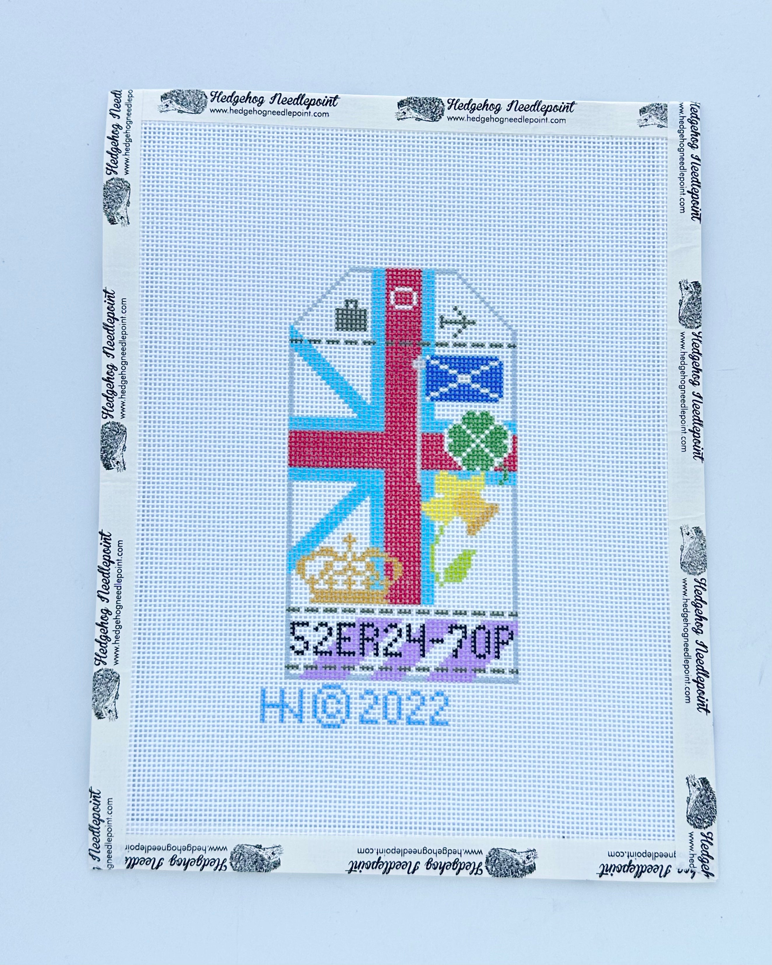 Her Majesty Platinum Retro Travel Tag Needlepoint Canvas