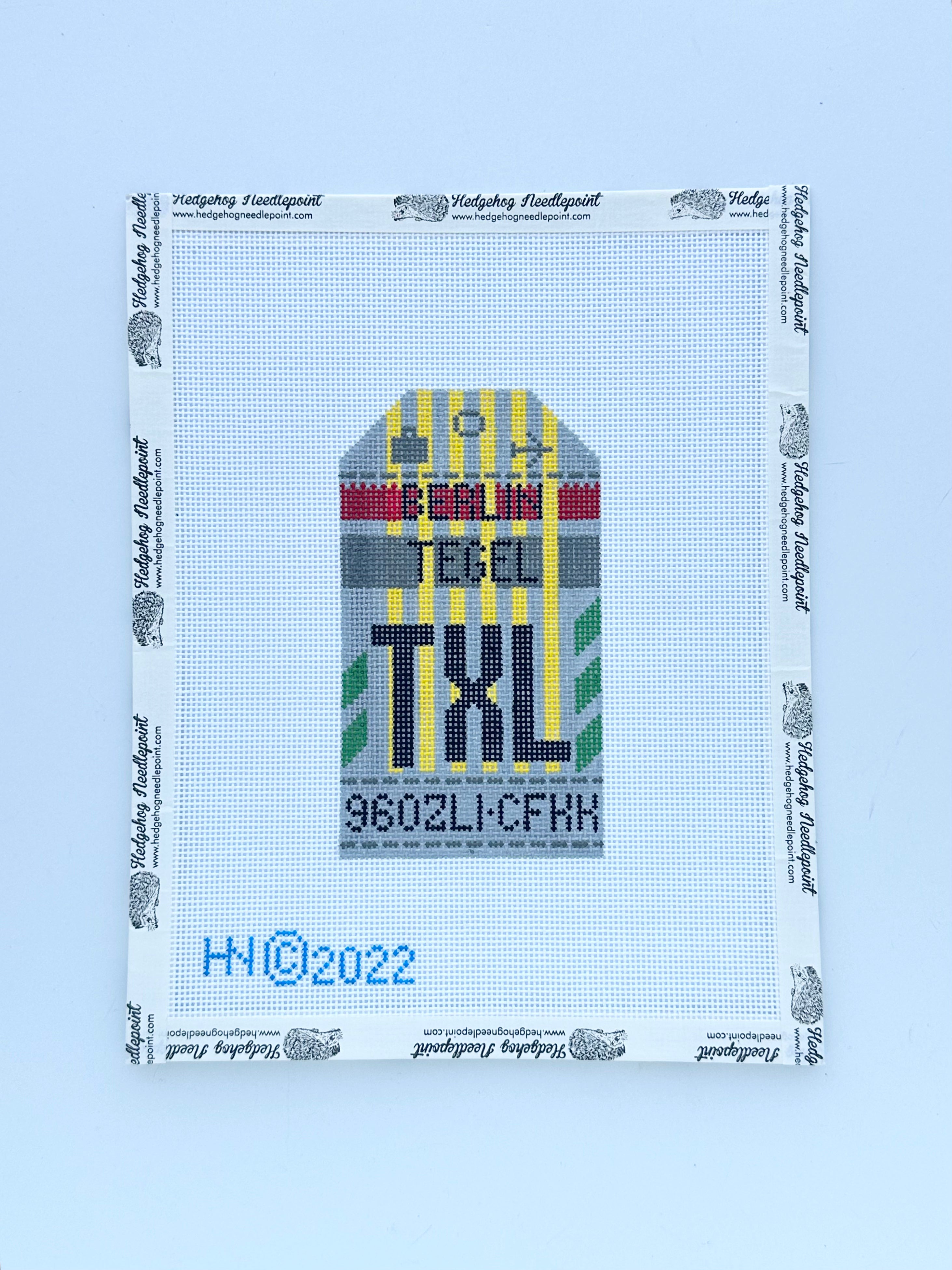 Berlin Tegel Retro Travel Tag Needlepoint Canvas