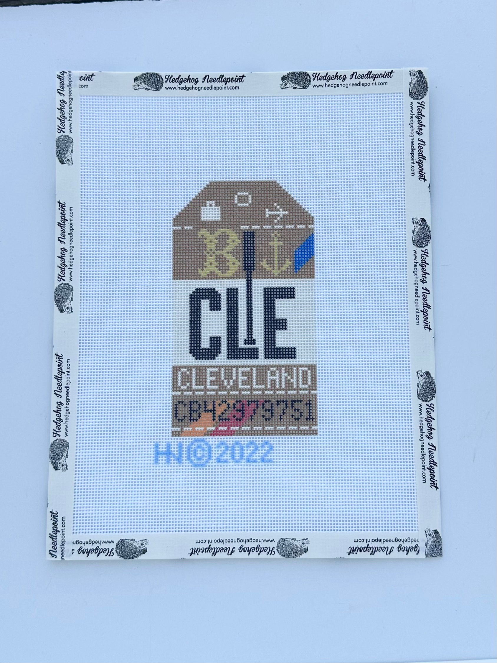 Cleveland Retro Travel Tag Needlepoint Canvas