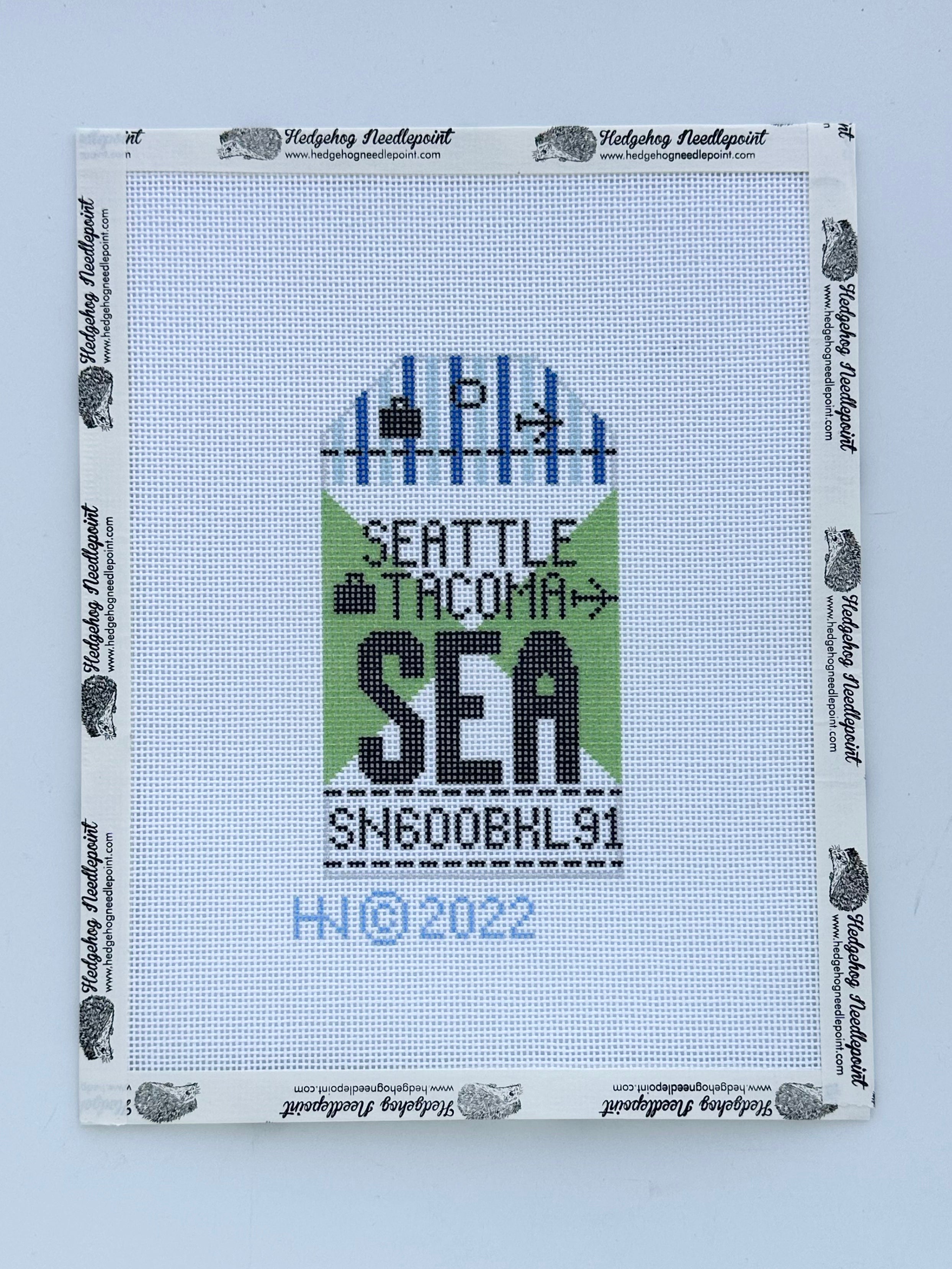 Seattle Retro Travel Tag Needlepoint Canvas
