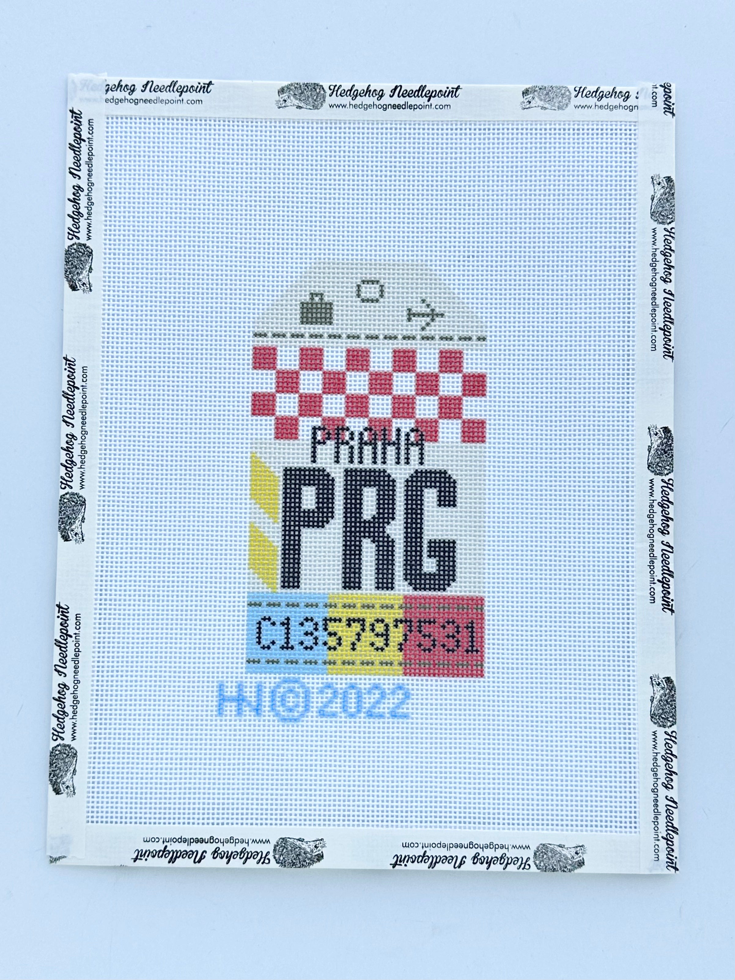 Prague Retro Travel Tag Needlepoint Canvas