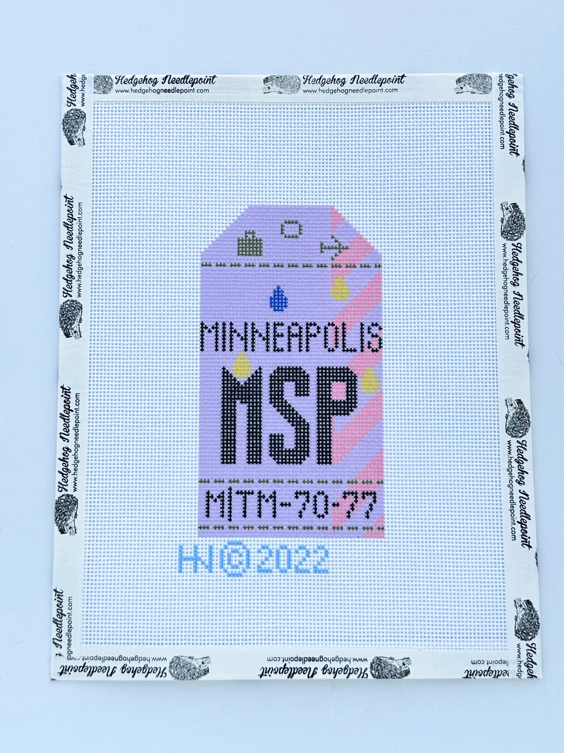 Minneapolis Retro Travel Tag Needlepoint Canvas