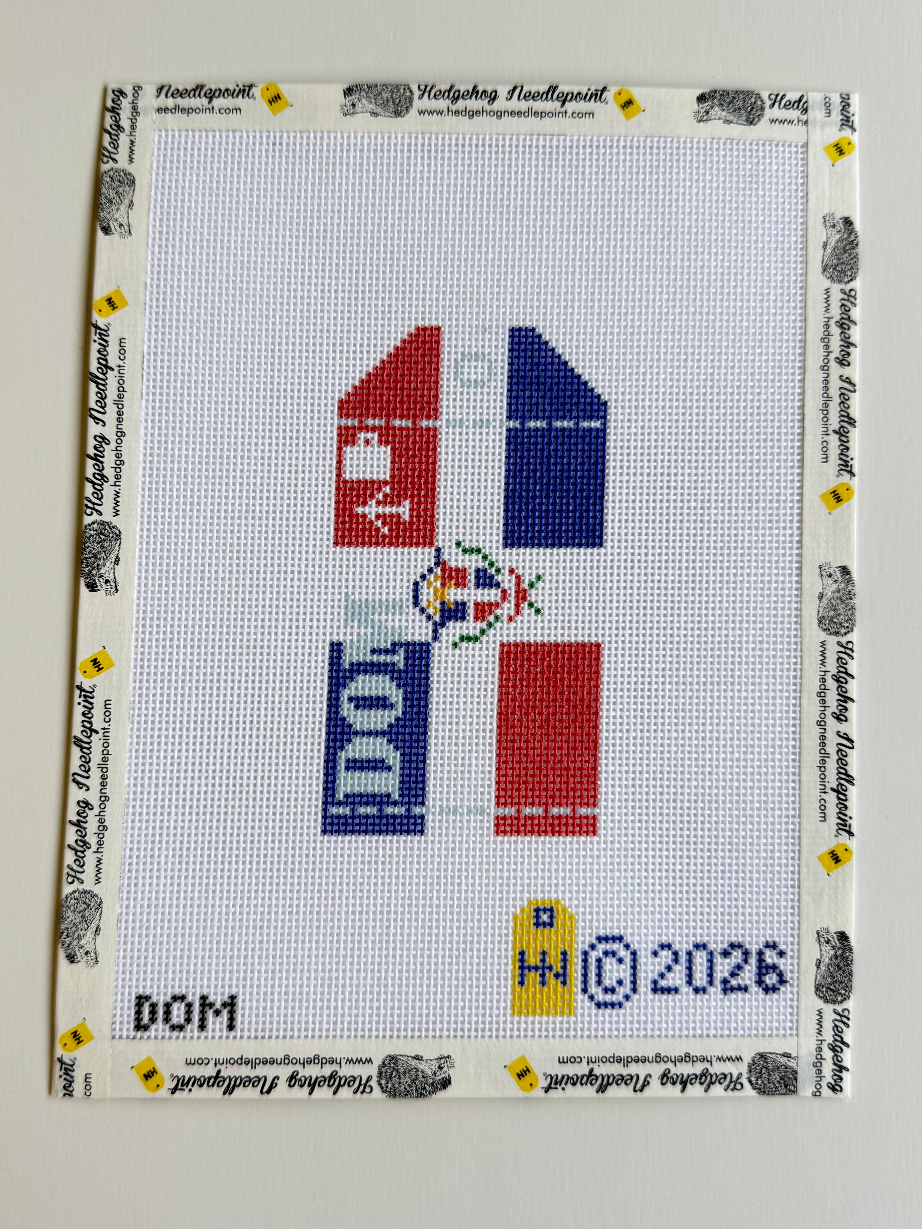Dominican Republic Wee Flag Travel Tag Needlepoint Canvas