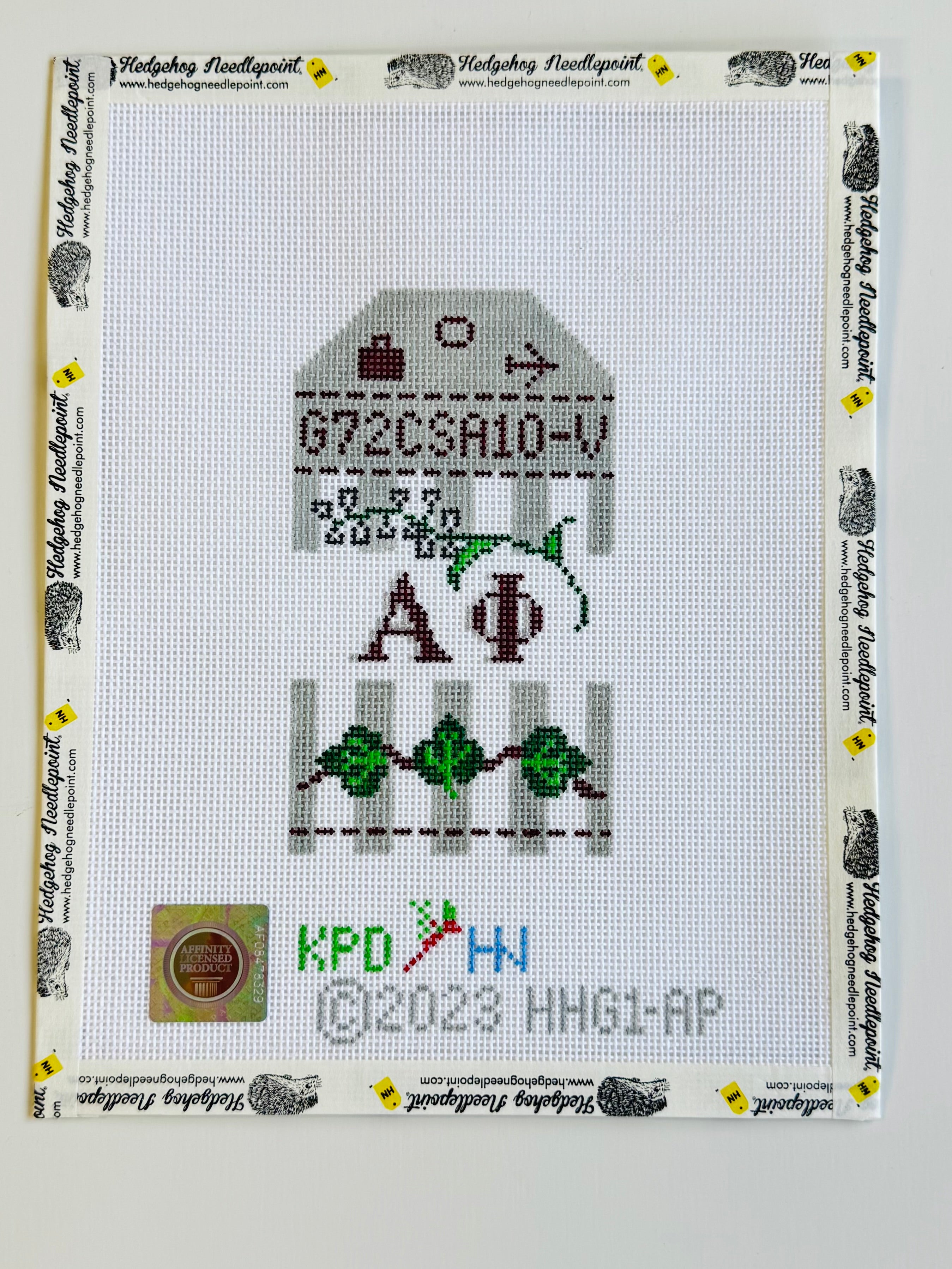 Alpha Phi Retro Travel Tag Needlepoint Canvas