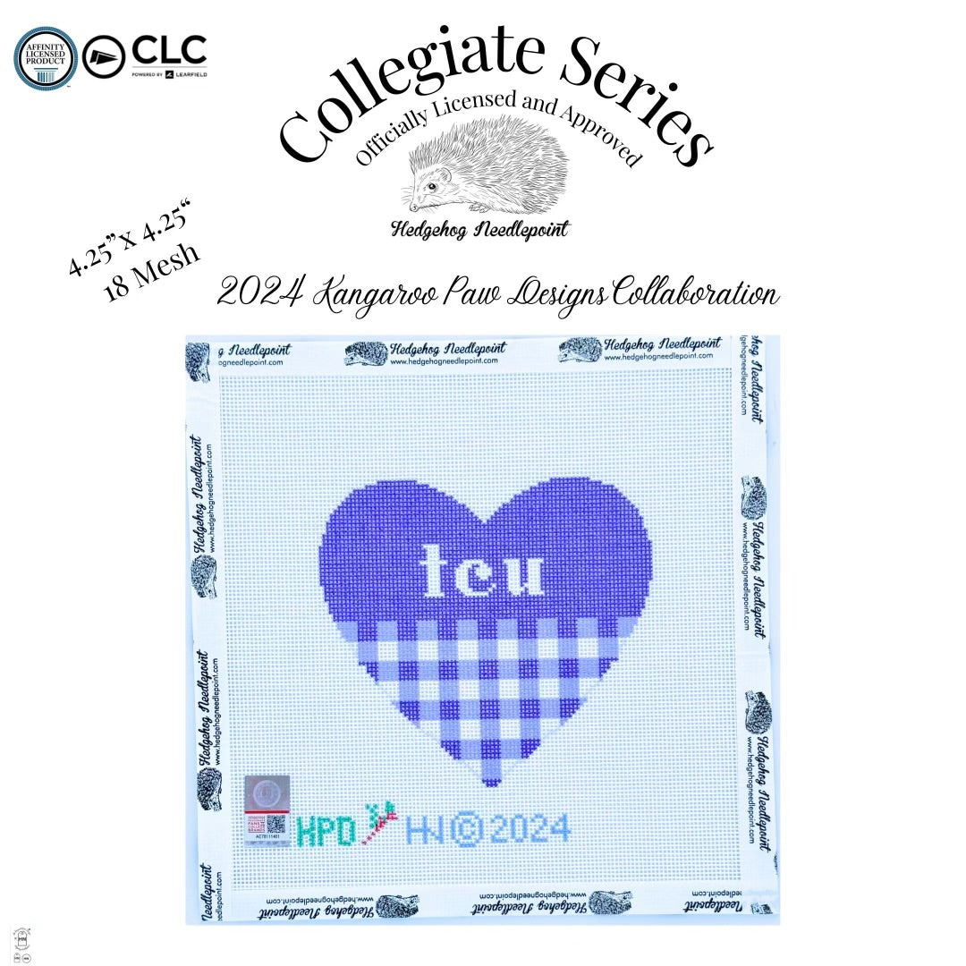Texas Christian University Small Heart Needlepoint Canvas