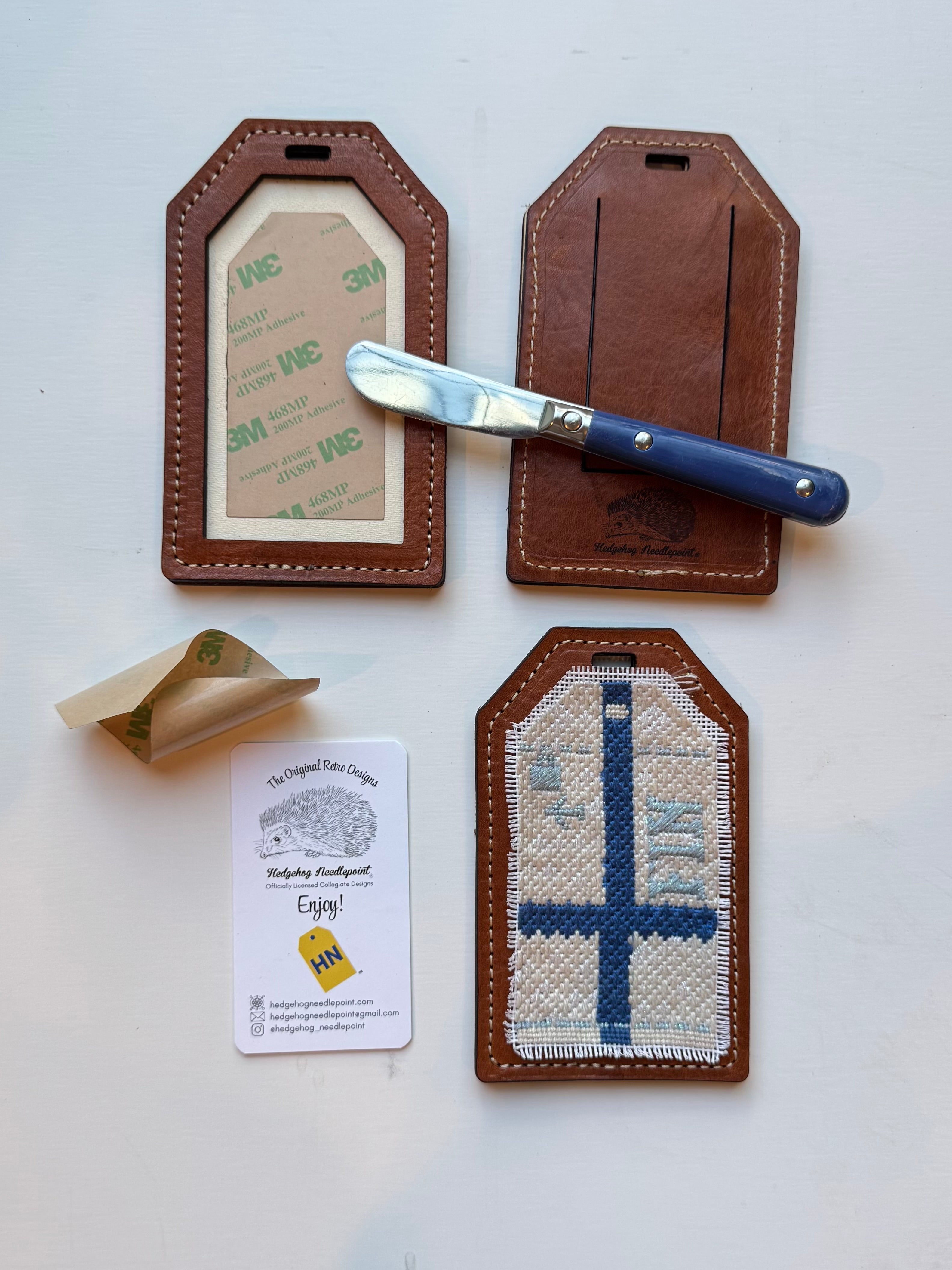 Brown Wee Flag Leather Luggage Tag