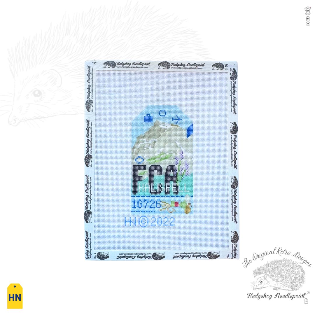 Kalispell Retro Travel Tag Needlepoint Canvas