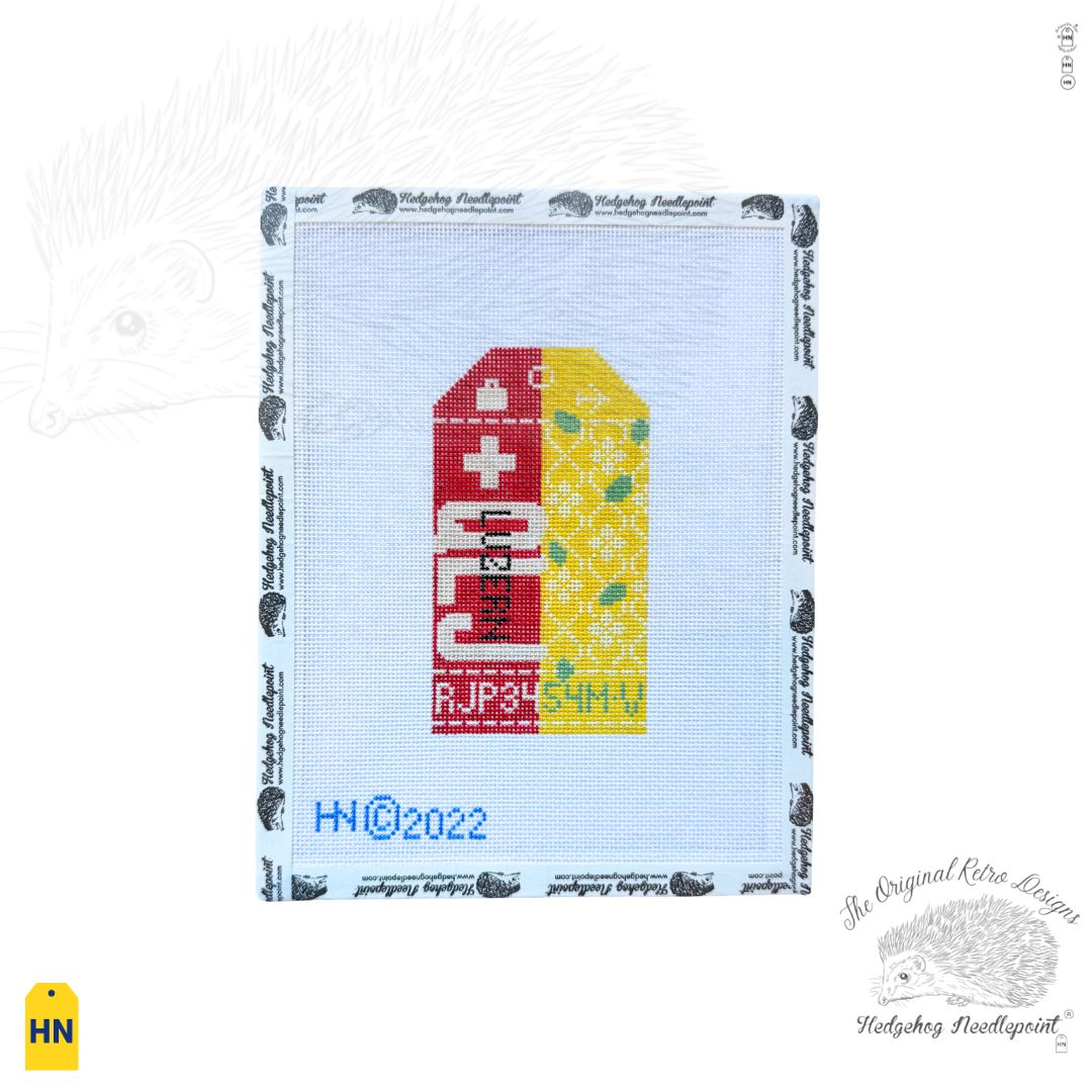 Luzern Retro Travel Tag Needlepoint Canvas