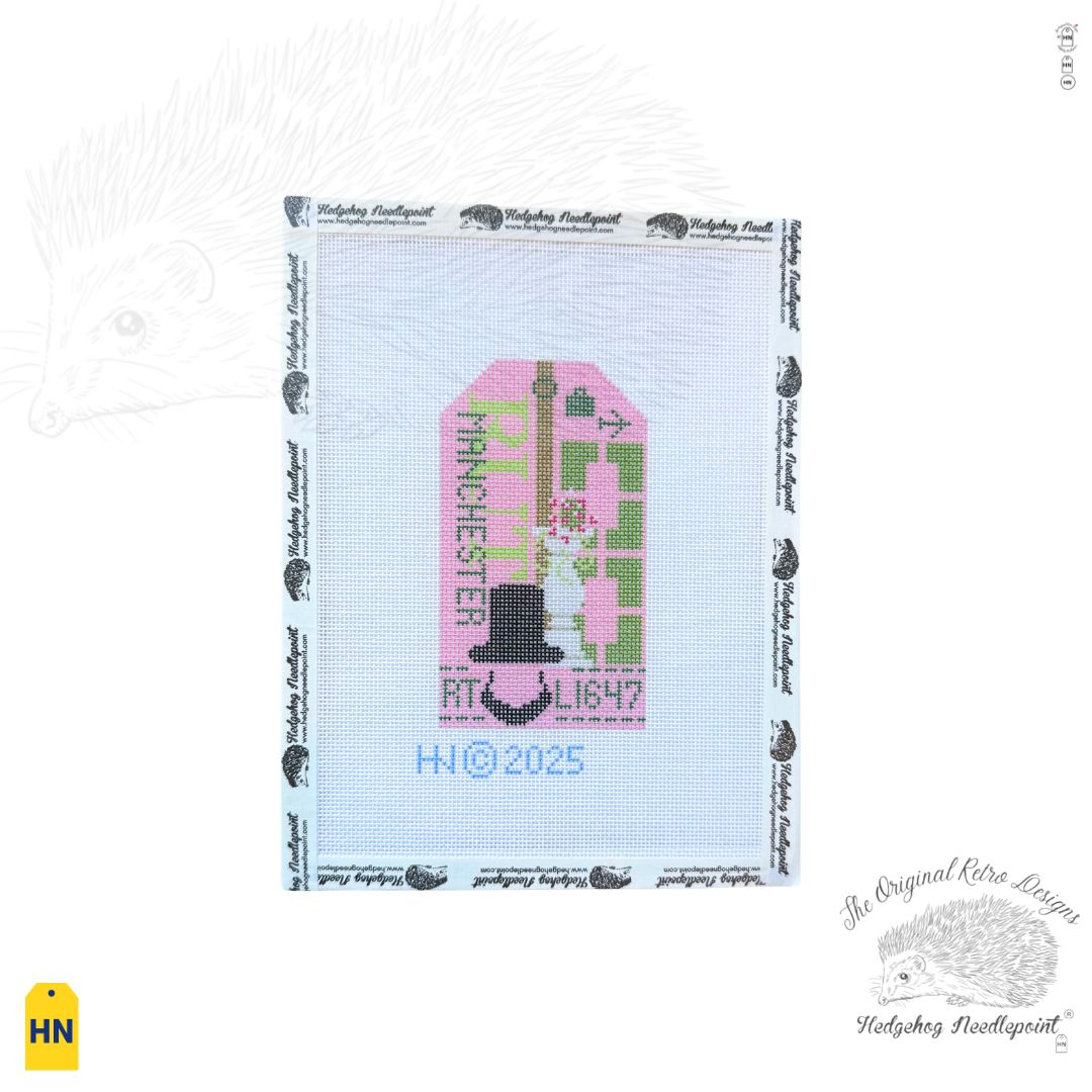 Manchester VT Retro Travel Tag Needlepoint Canvas