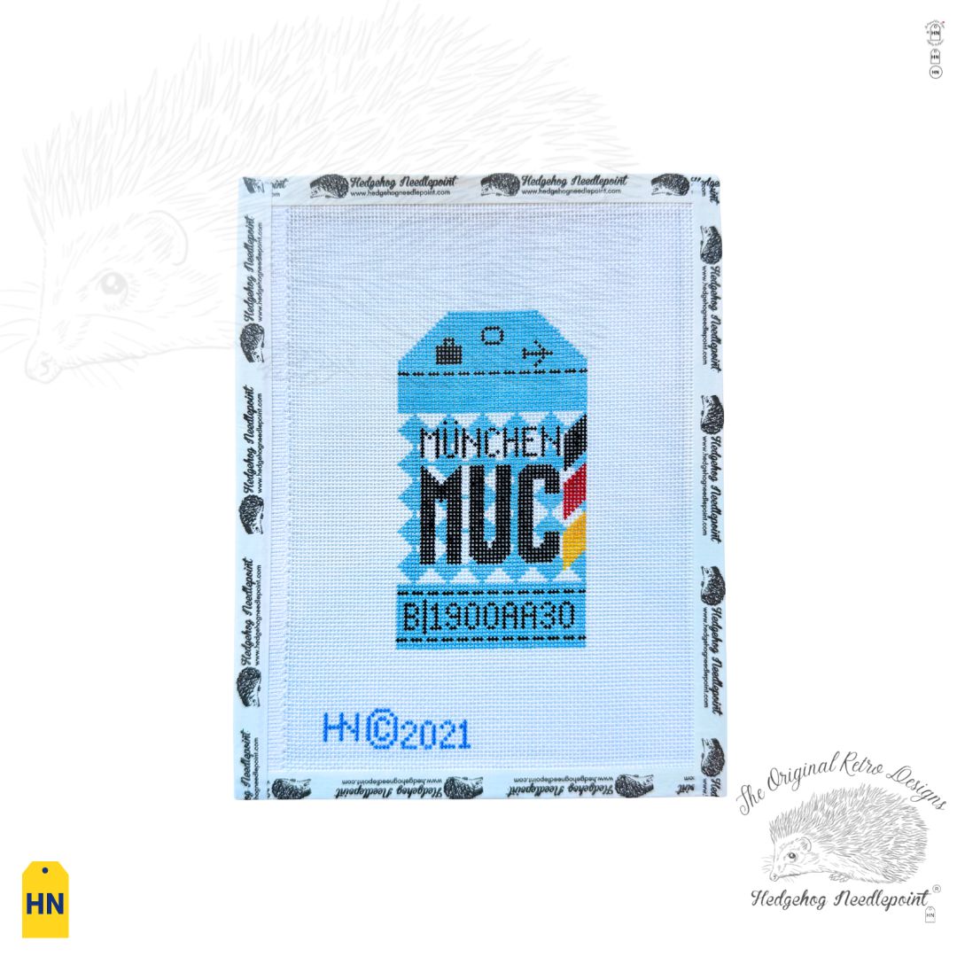 Munich Retro Travel Tag Needlepoint Canvas