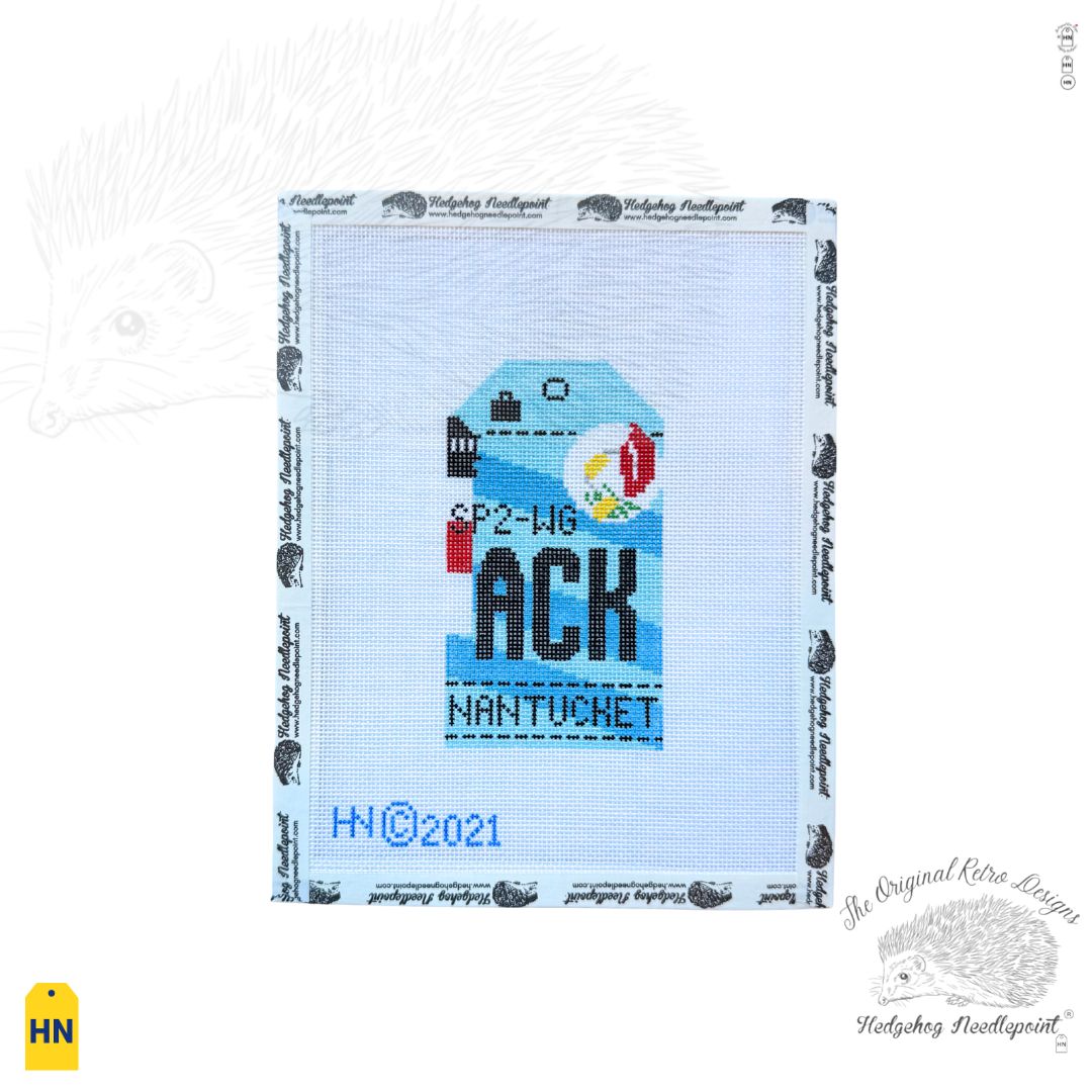 Nantucket Retro Travel Tag Needlepoint Canvas