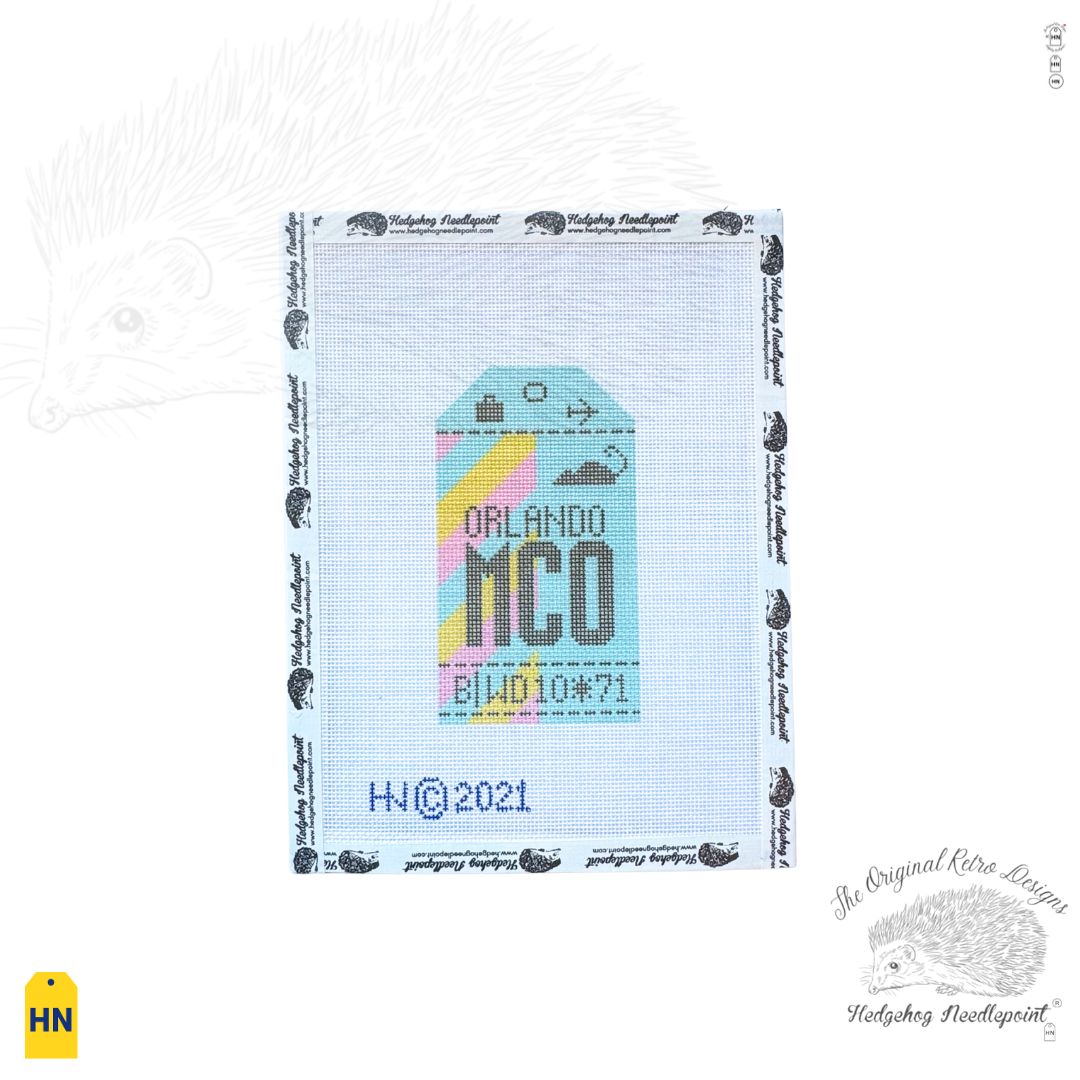 Orlando Retro Travel Tag Needlepoint Canvas