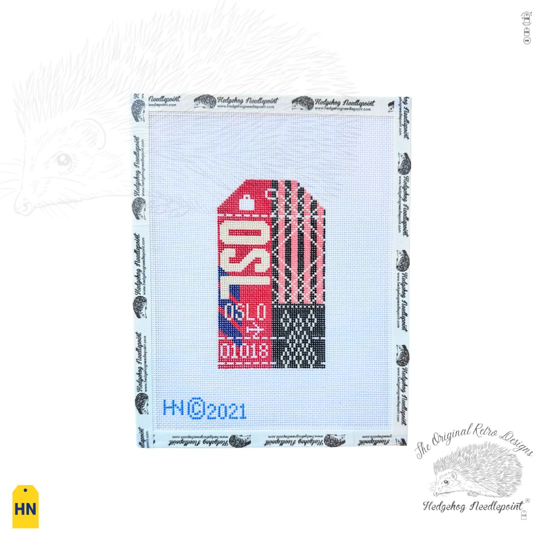 Oslo Retro Travel Tag Needlepoint Canvas