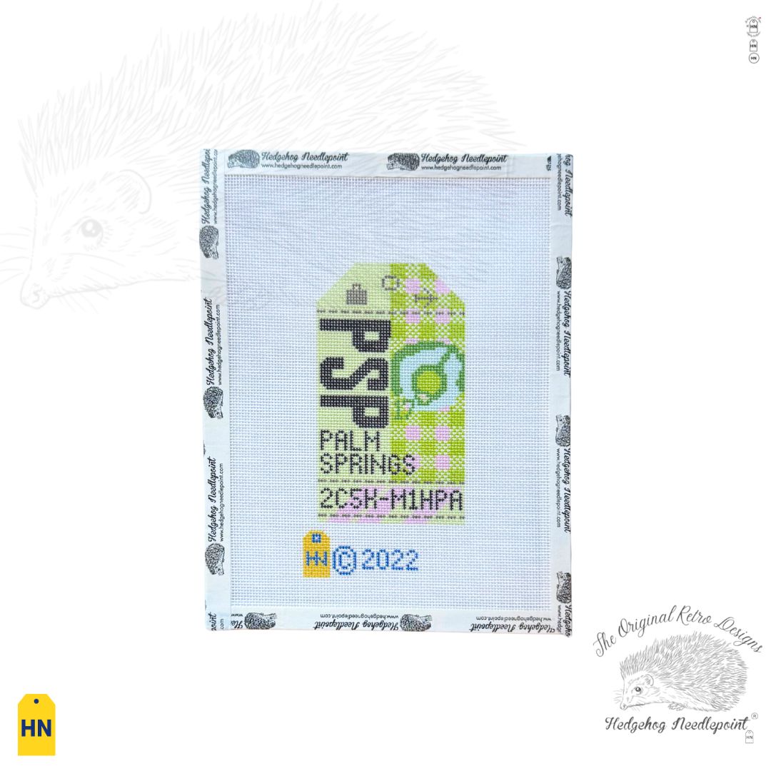 Palm Springs Retro Travel Tag Needlepoint Canvas