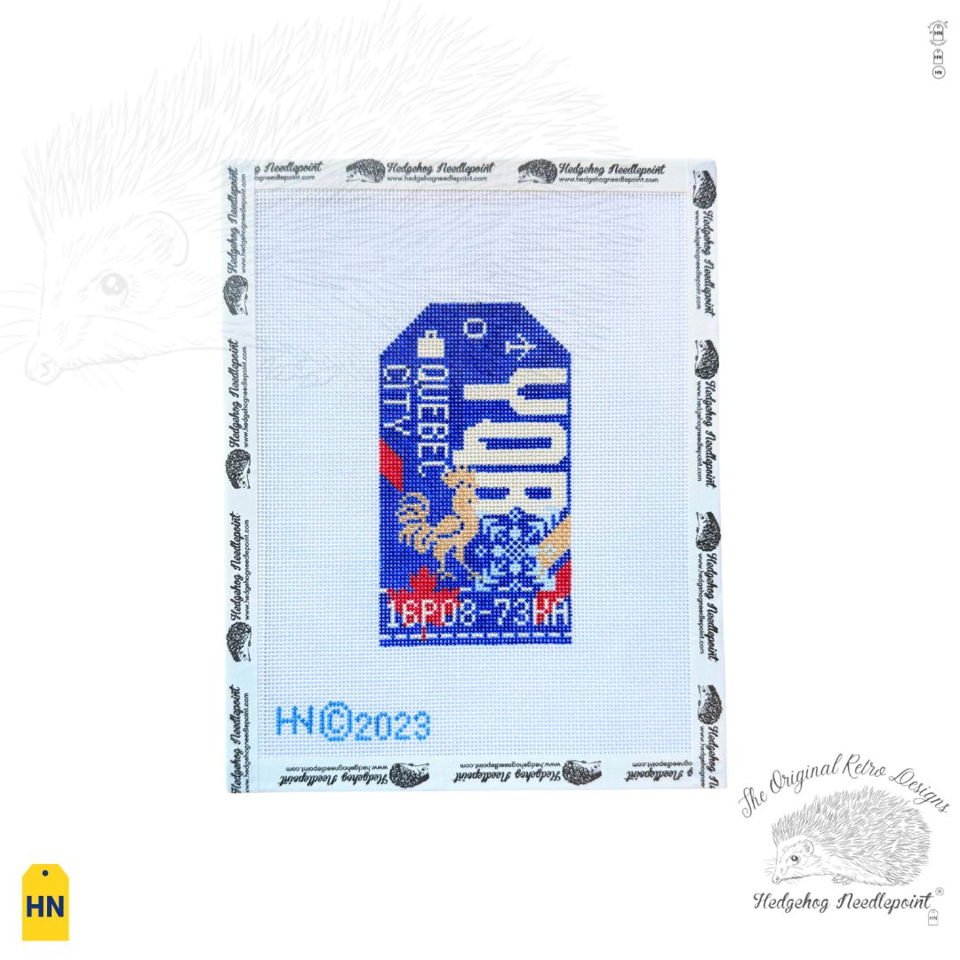 Quebec City Retro Travel Tag Needlepoint Canvas