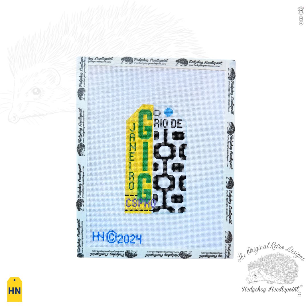 Rio de Janerio Retro Travel Tag Needlepoint Canvas
