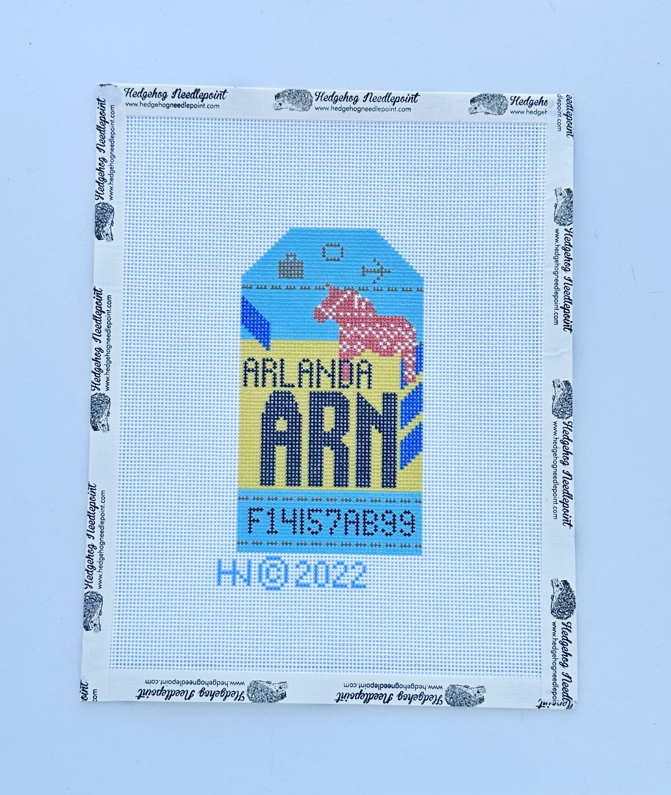 Stockholm Retro Travel Tag Needlepoint Canvas