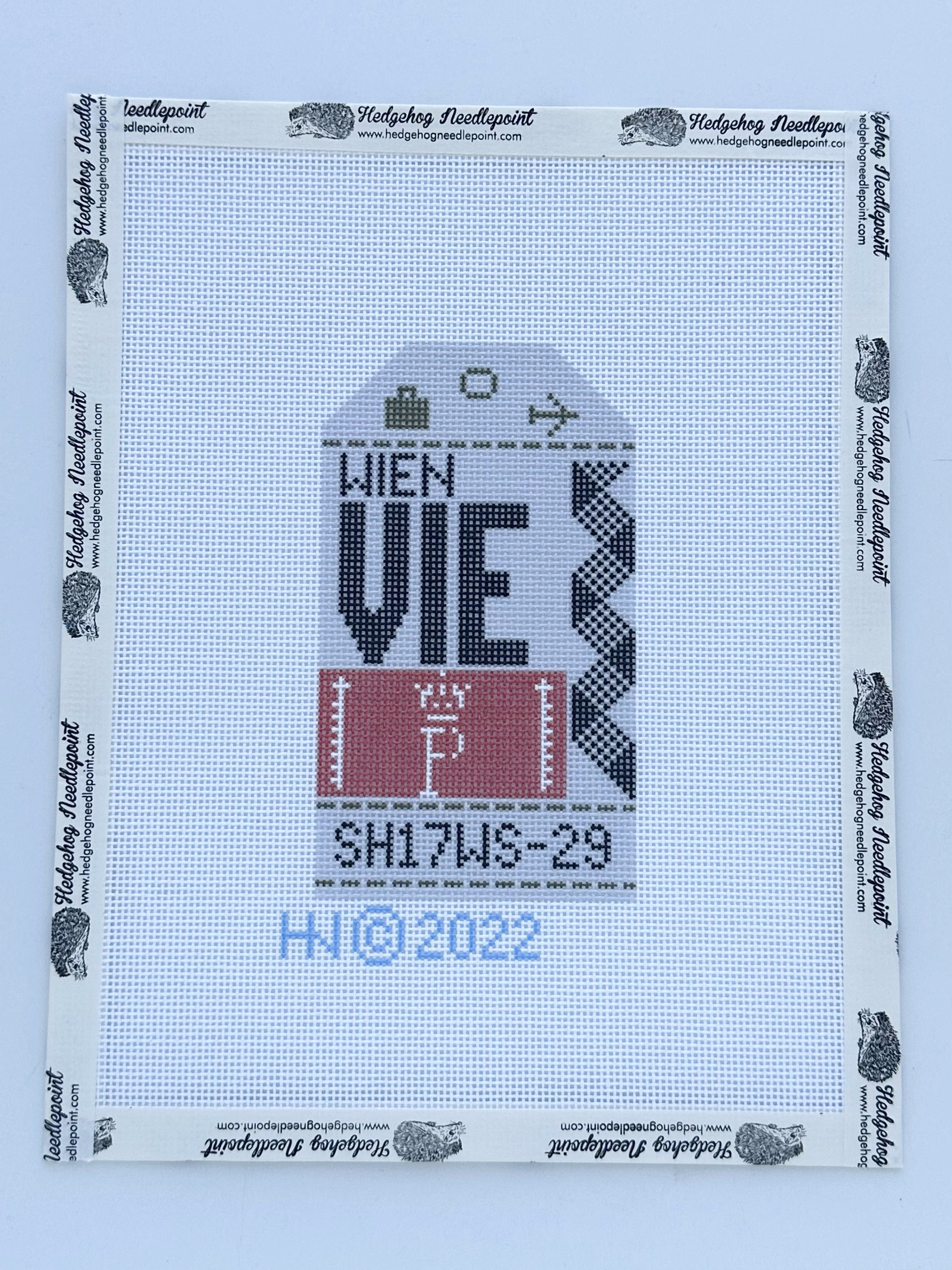 Vienna Retro Travel Tag Needlepoint Canvas