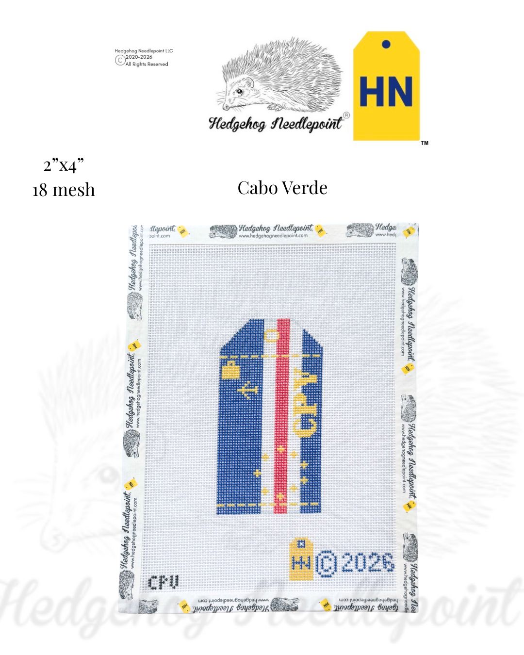 Cabo Verde Wee Flag Travel Tag Needlepoint Canvas