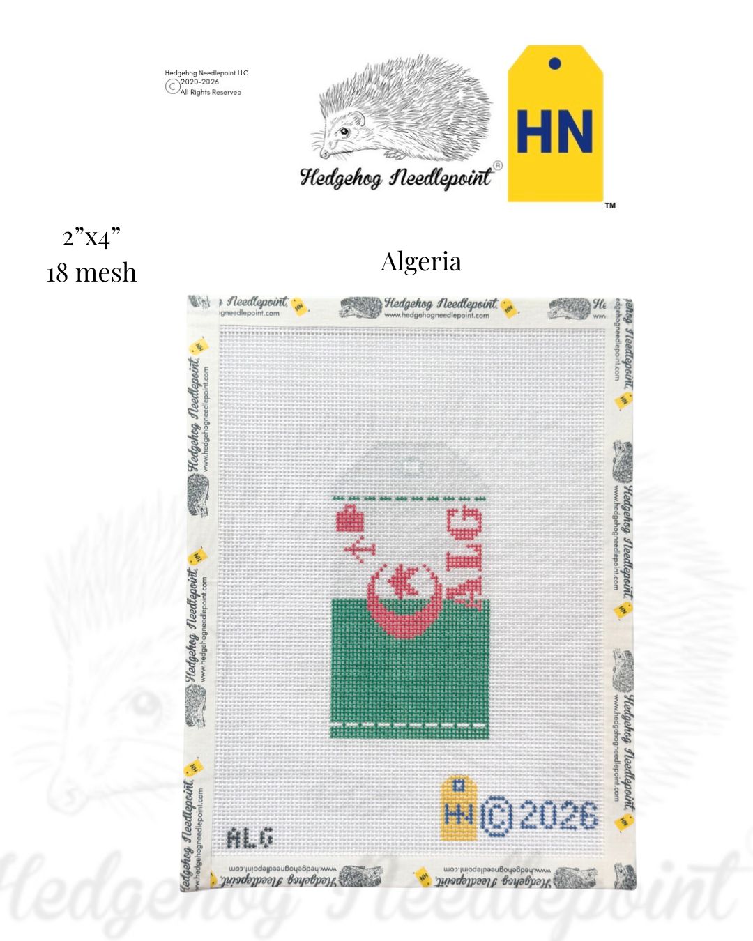 Algeria Wee Flag Travel Tag Needlepoint Canvas