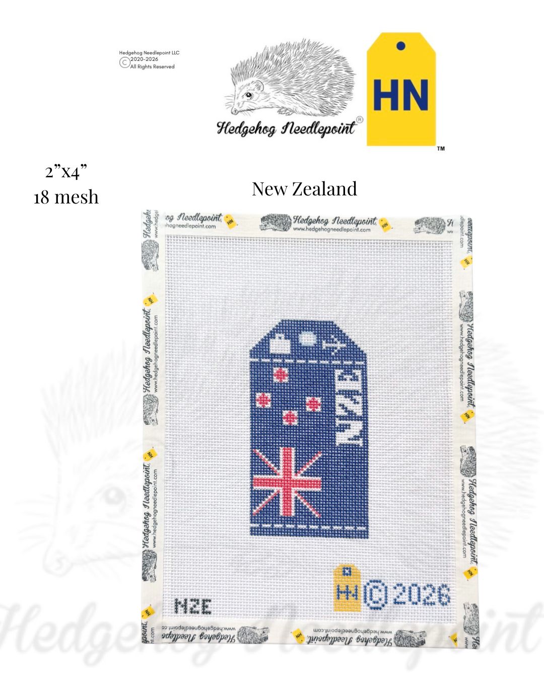New Zealand Wee Flag Travel Tag Needlepoint Canvas