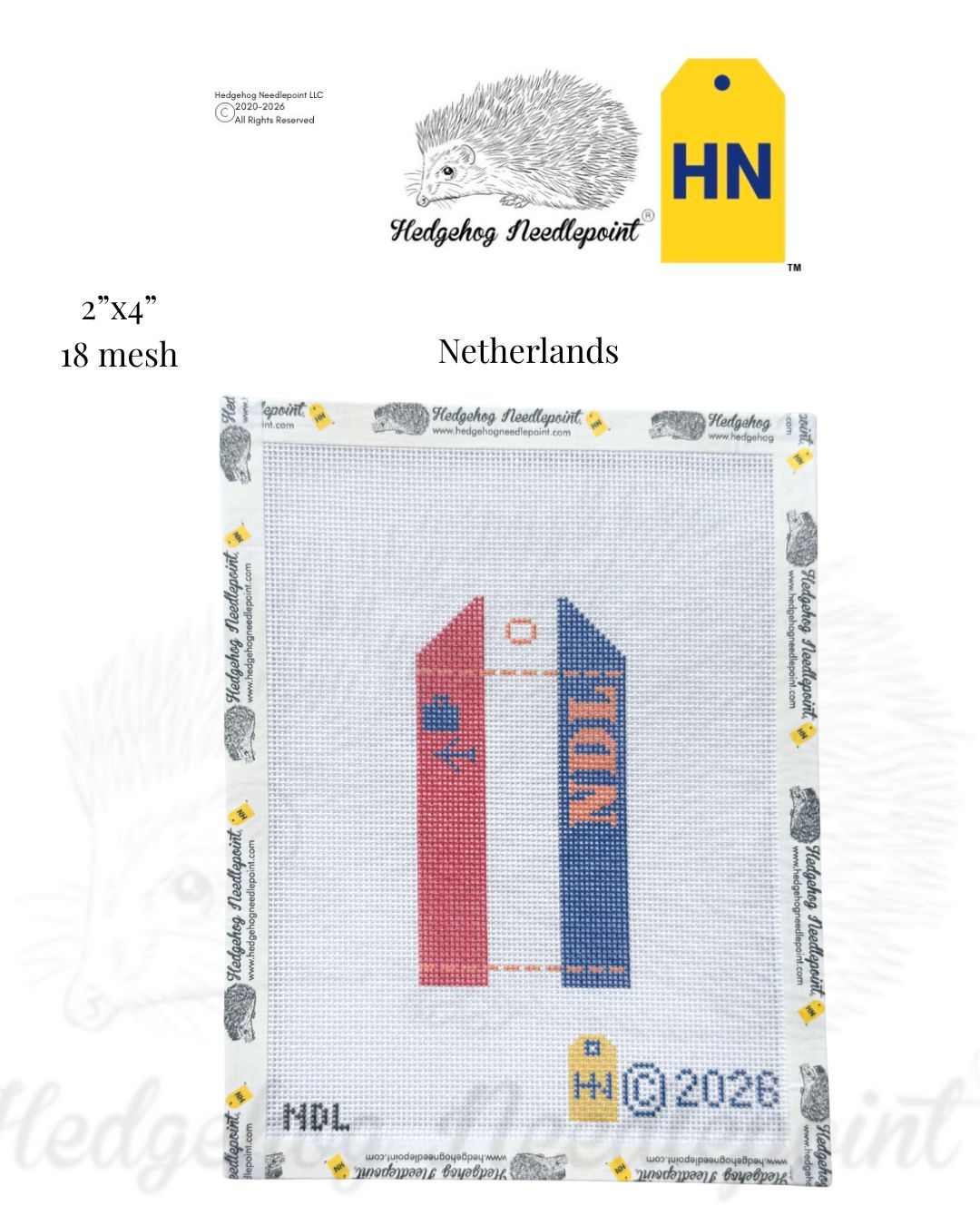 Netherlands Wee Flag Travel Tag Needlepoint Canvas