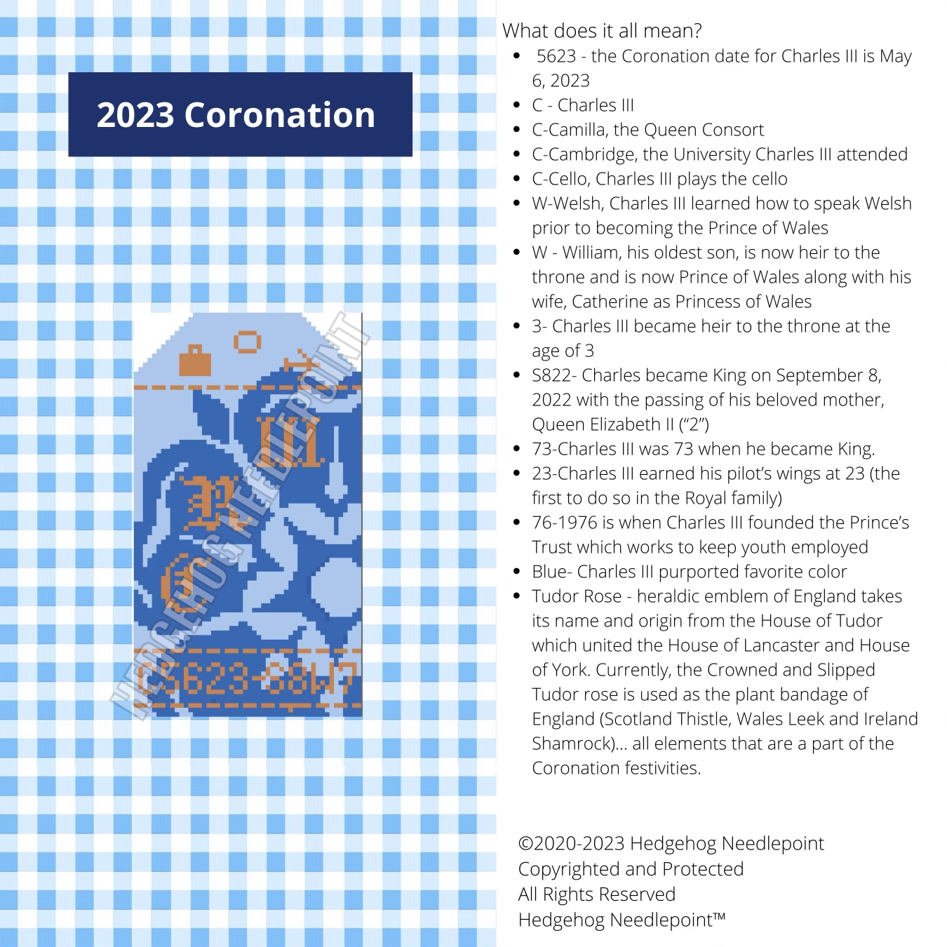 Coronation Retro Travel Tag Needlepoint Canvas