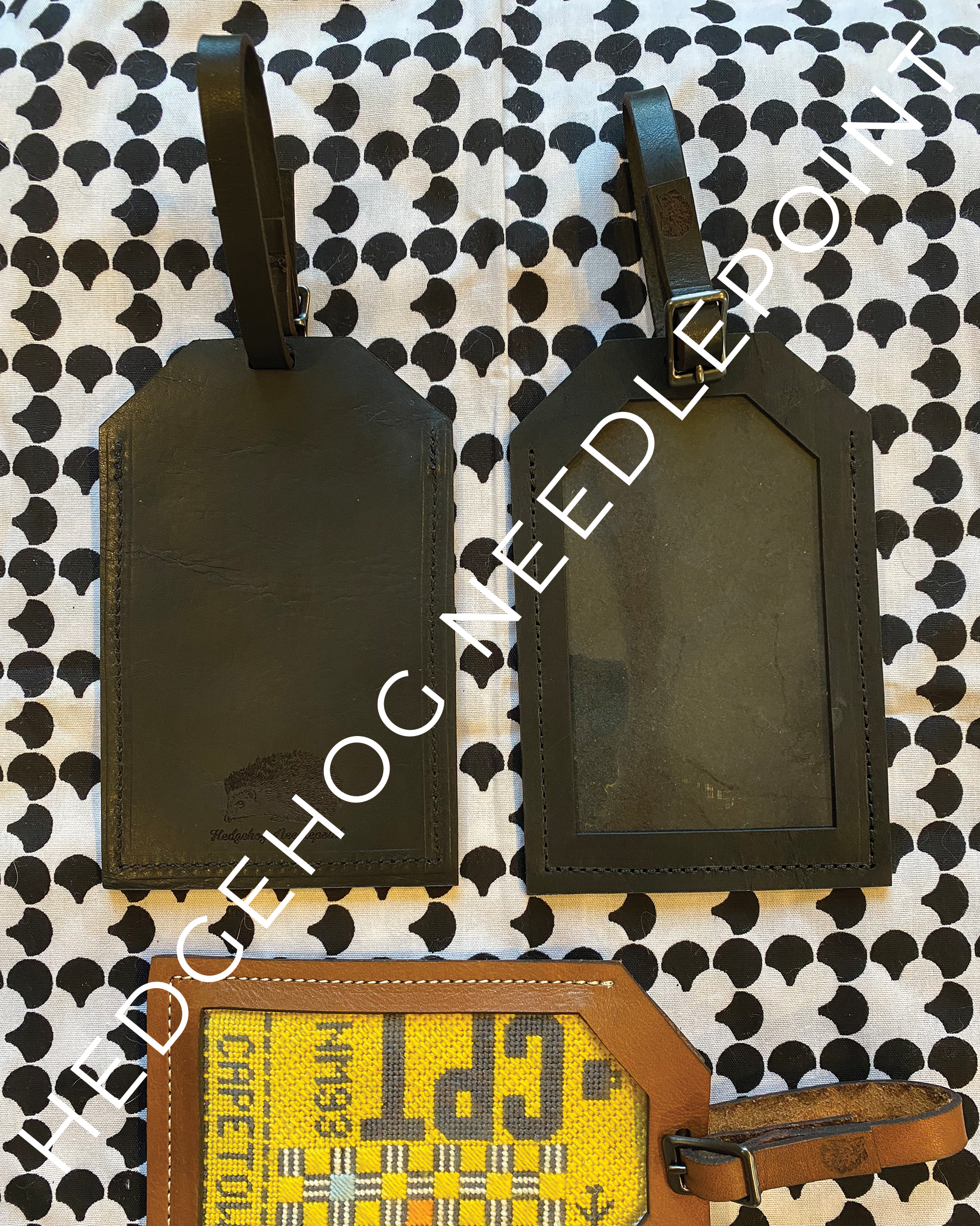 Black Leather Luggage Tag