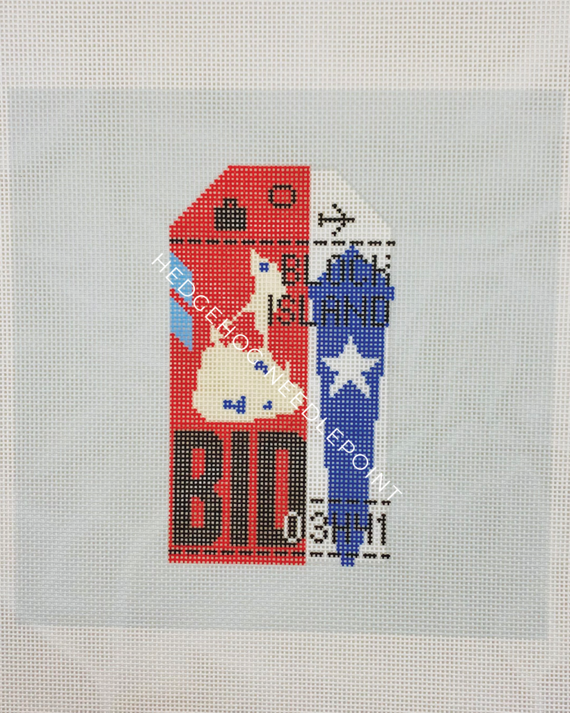Block Island Retro Travel Tag Needlepoint Canvas