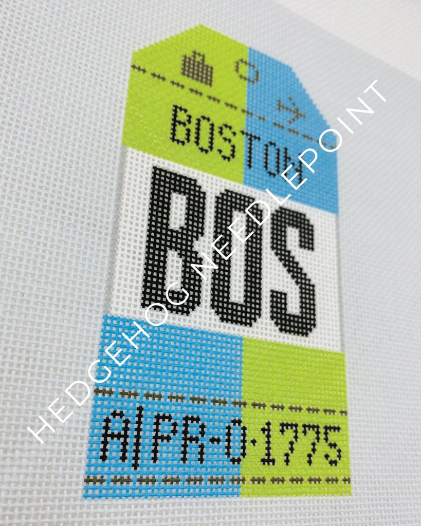 Boston Retro Travel Tag Needlepoint Canvas