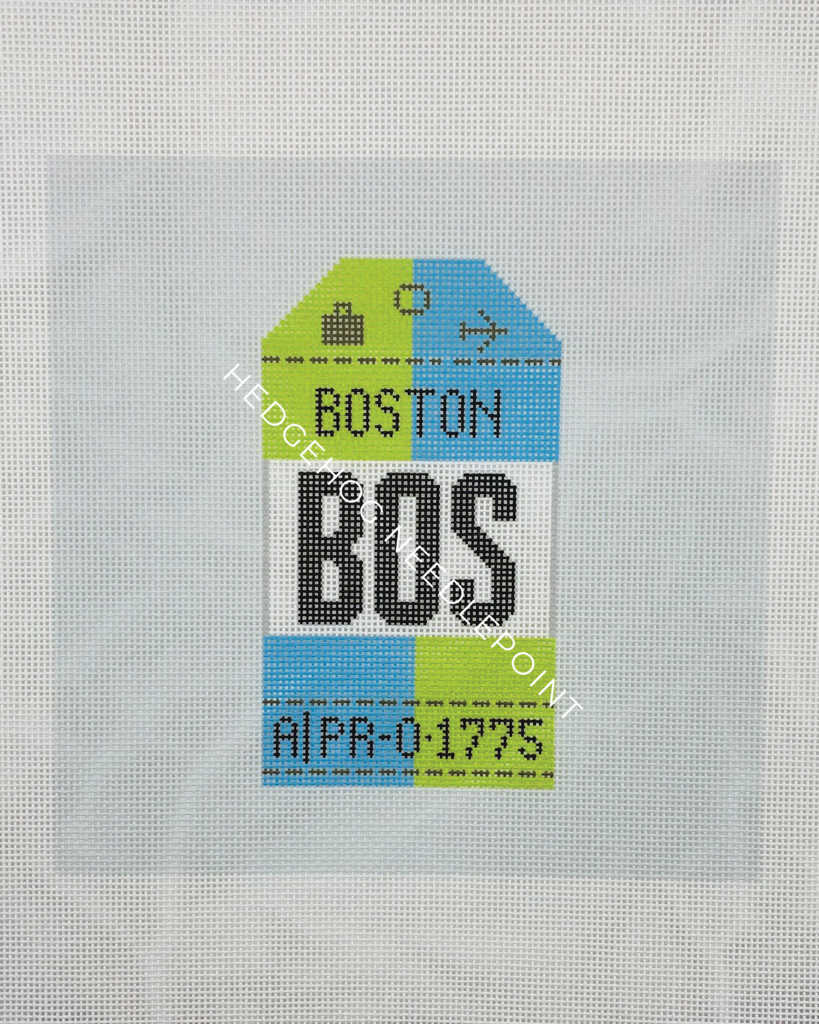 Boston Retro Travel Tag Needlepoint Canvas