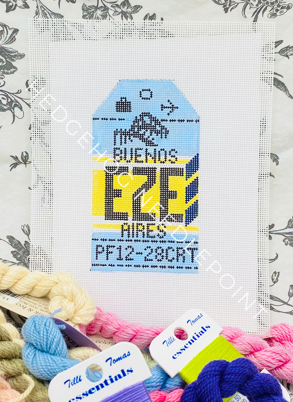 Buenos Aires Retro Travel Tag Needlepoint Canvas