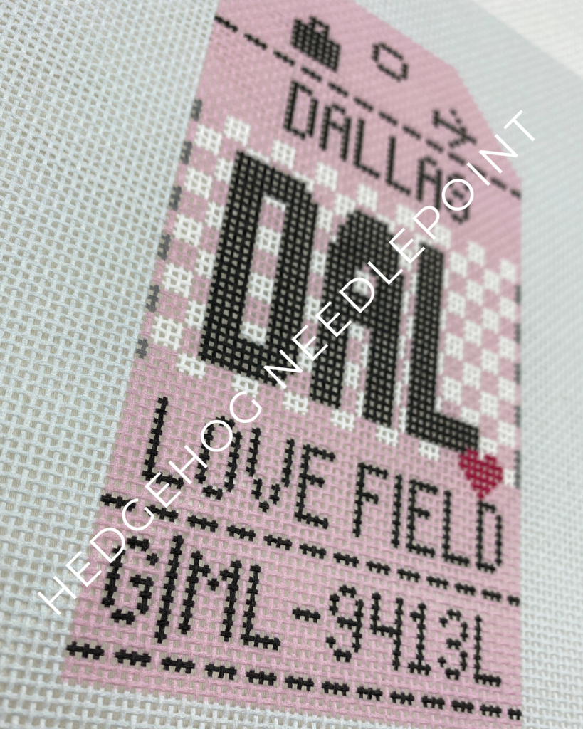 Dallas Love Retro Travel Tag Needlepoint Canvas